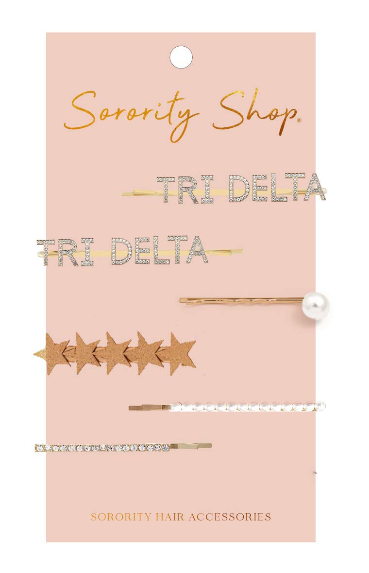 Delta Delta Delta Sorority Hair Clips - 6 Pack Hair Barrettes for Women & Girls - Perfect for Greek Life, College Events & Everyday Styling