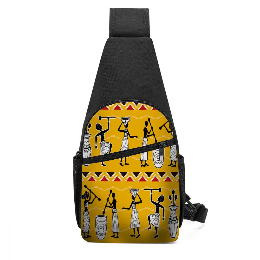 Nicokee Tribal Print Crossbody Backpack for Men & Women - African Art Inspired Sling Bag for Outdoor Sports, Travel & Shopping | Versatile Shoulder Chest Pack