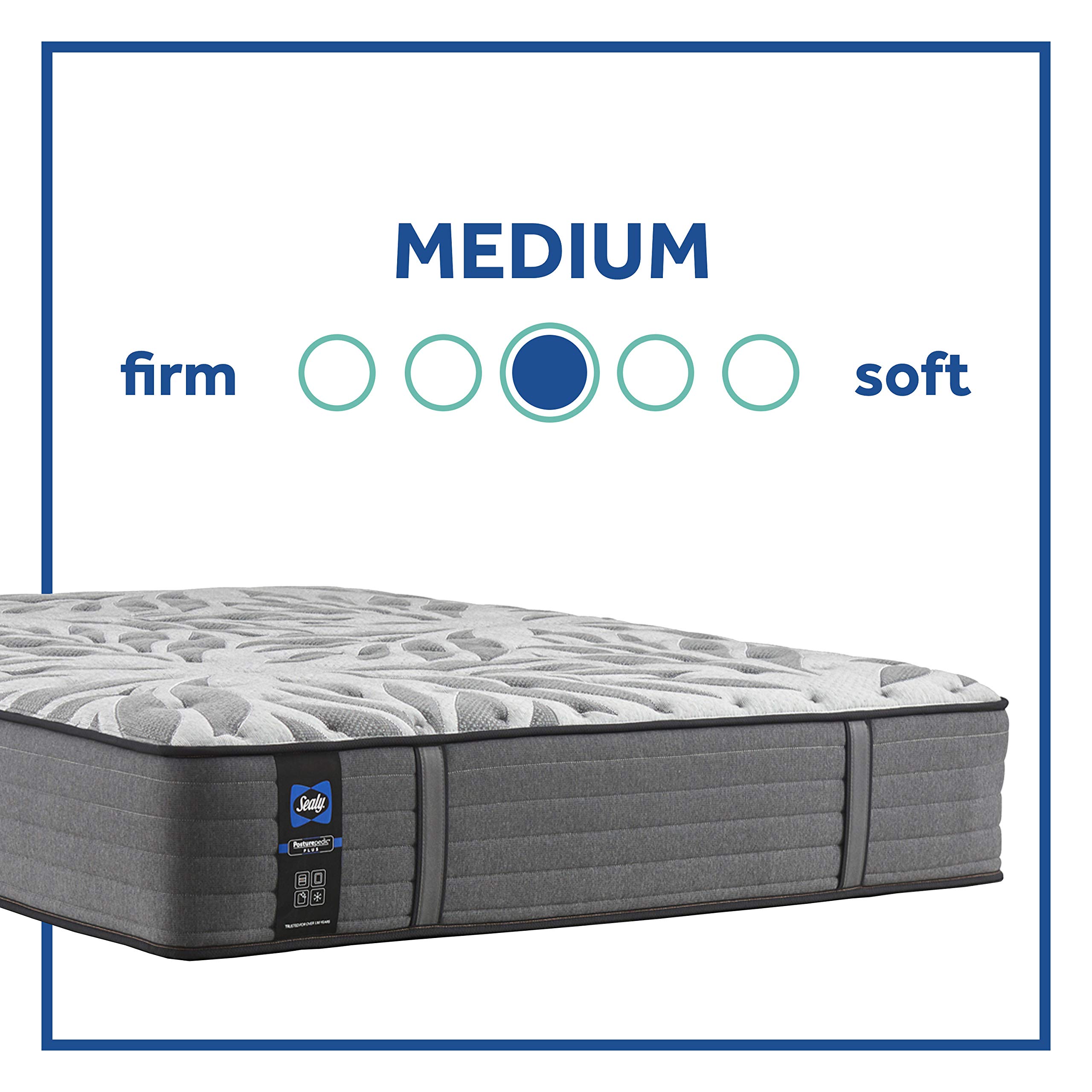 Sealy Posturepedic Plus 13-Inch Medium Firm Tight Top Mattress with Surface-Guard Technology | Split California King Size (Buy 2 for Complete Set) | Grey Luxury Bedding | Perfect for Master Bedrooms, Guest Rooms & Sleep Therapy