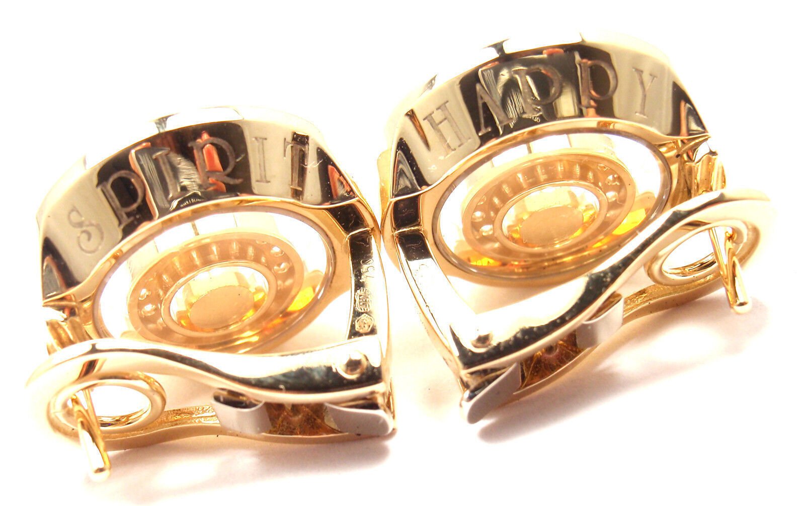 Authentic Chopard 18k Yellow Gold Happy Spirit Diamond Earrings for Women - Luxury Gift for Anniversary, Birthday & Special Occasions
