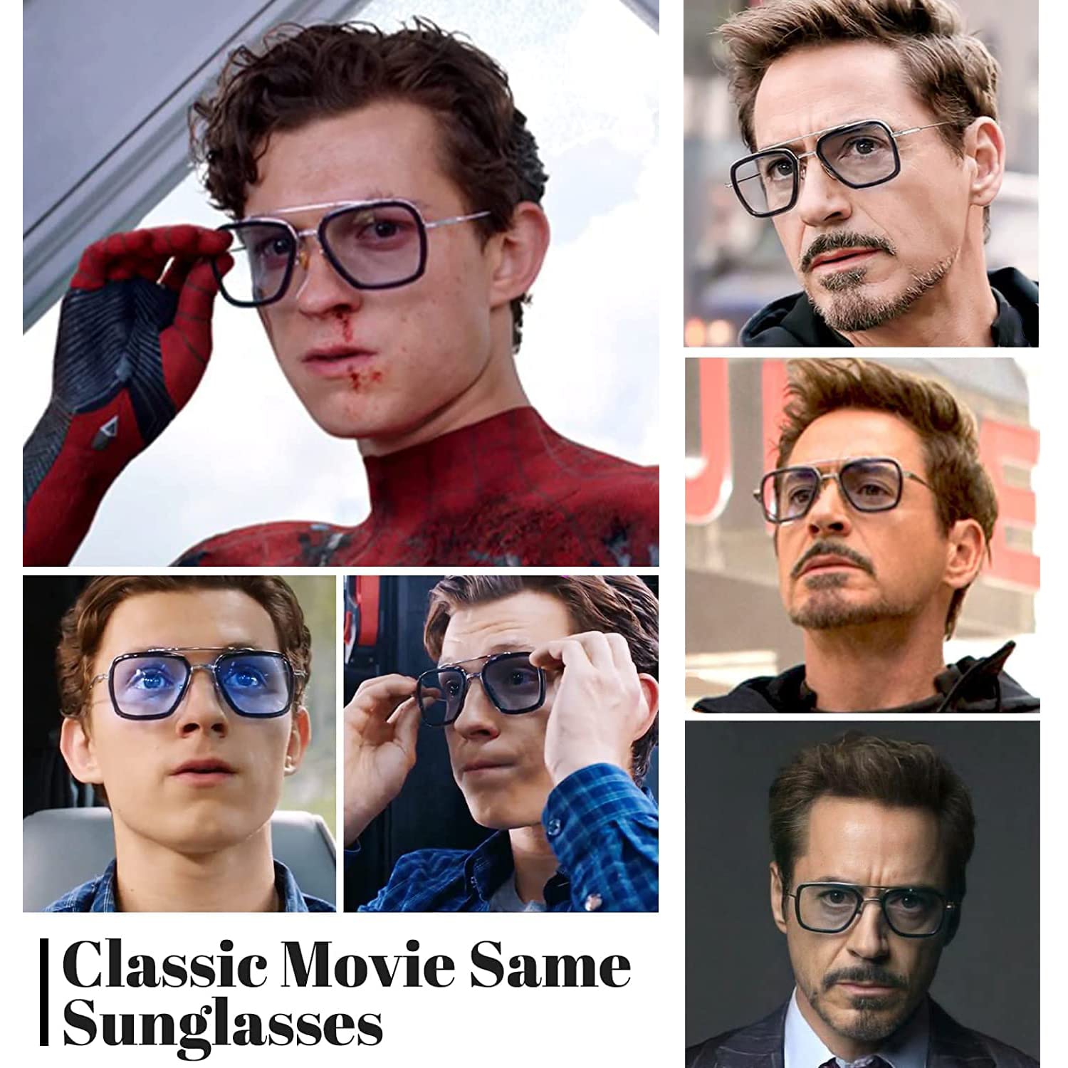 Tony Stark Sunglasses - Iron Man Inspired Square Metal Frame with UV Protection - Perfect for Cosplay, Halloween, and Everyday Fashion