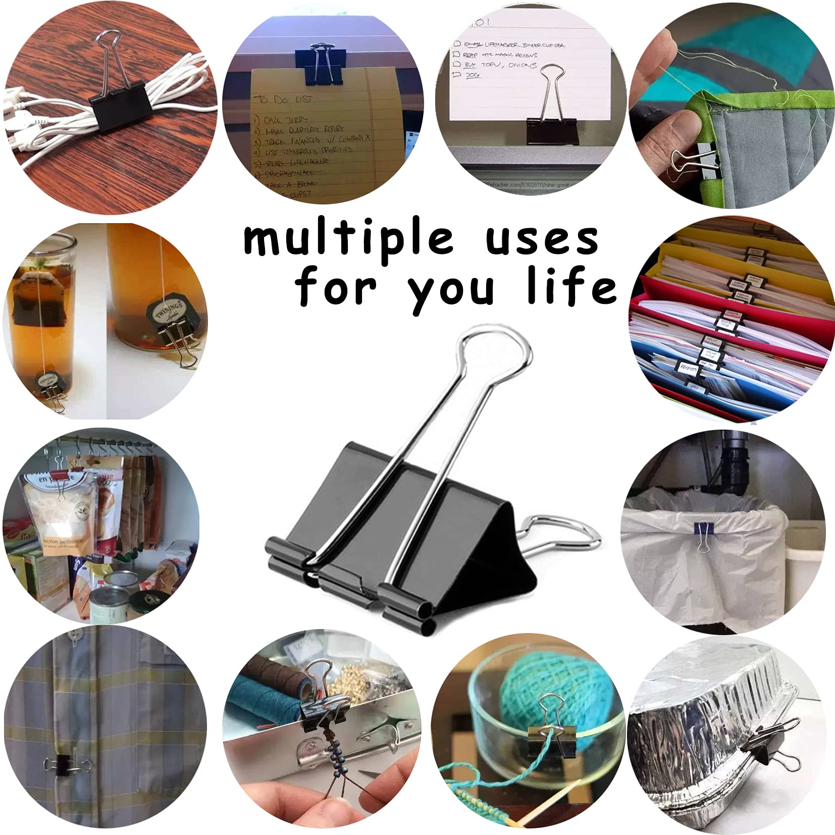 240 Pcs Small Binder Clips 0.6 Inch/15mm - Black Coated Office Paper Clips with Tight Grip for Organizing Documents, School Projects, Home Office Supplies & Crafting