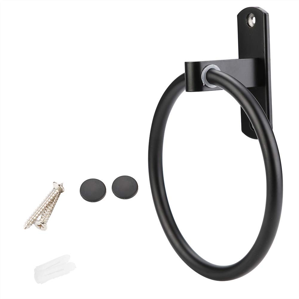 Antique Style Black Aluminum Towel Holder - 16cm Diameter Wall Mounted Bathroom Accessory for Home Decor (Perfect for Vintage Themed Bathrooms & Farmhouse Style Homes)