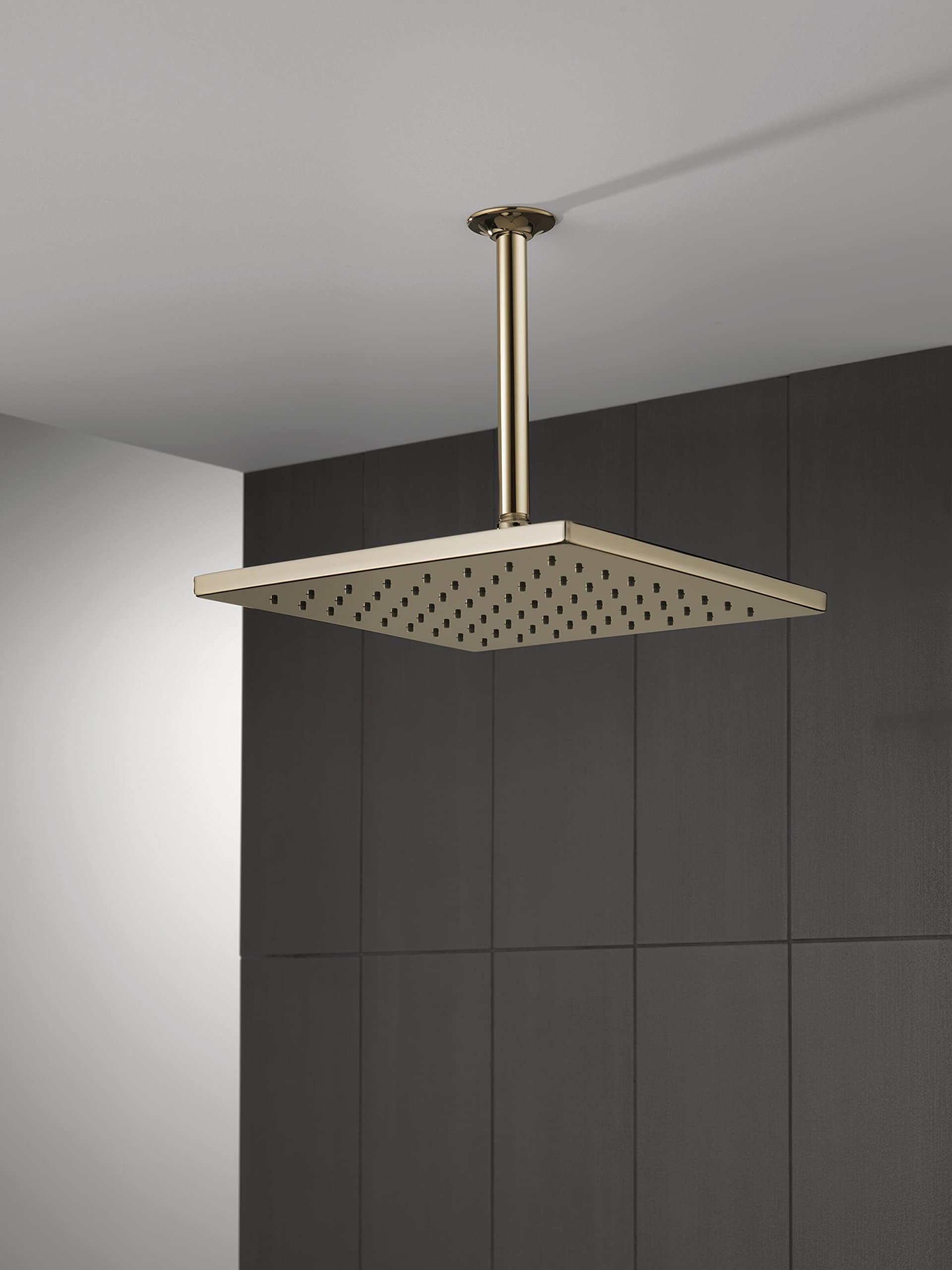Delta Faucet Rain Shower Head with Lumicoat Finish - Polished Nickel Ceiling Mount Rainfall Showerhead (Includes Shower Arm) - Perfect for Spa-Like Bathroom Experience and Luxury Home Upgrades