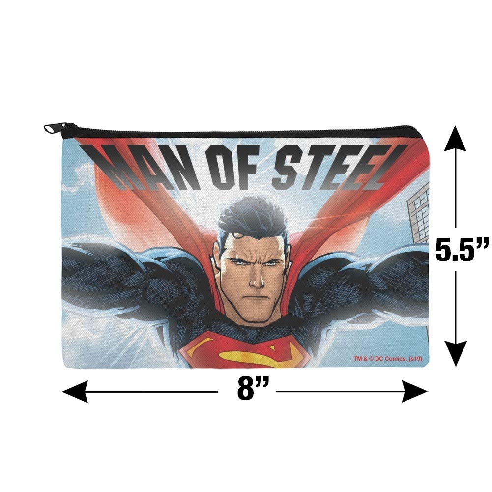 Superhero Man of Steel Cosmetic Bag Organizer - DC Comics Superman Makeup Pouch for Travel & Daily Use