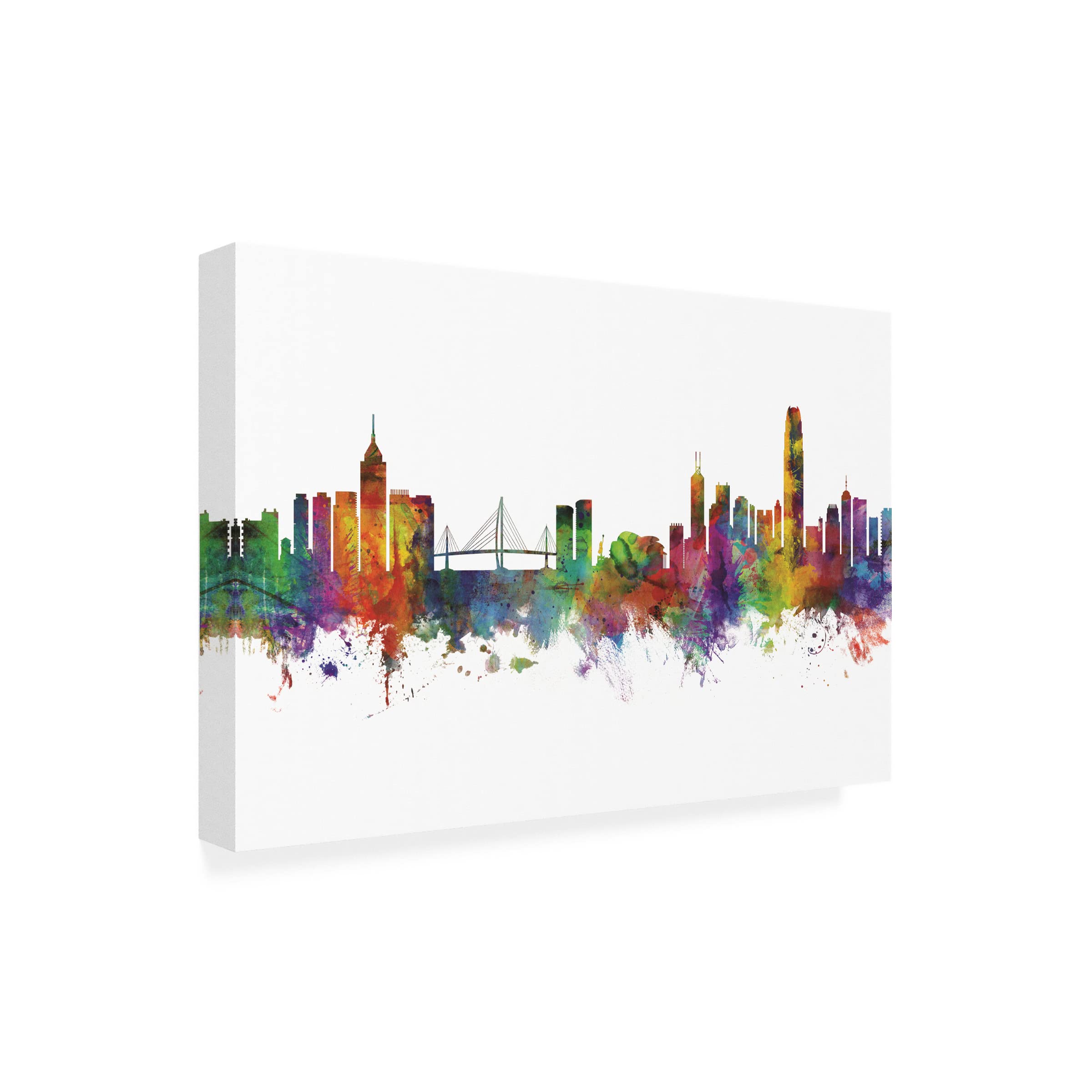 Michael Tompsett 'Hong Kong Skyline' Canvas Wall Art Print - Modern Cityscape Decor for Living Room, Office & Bedroom