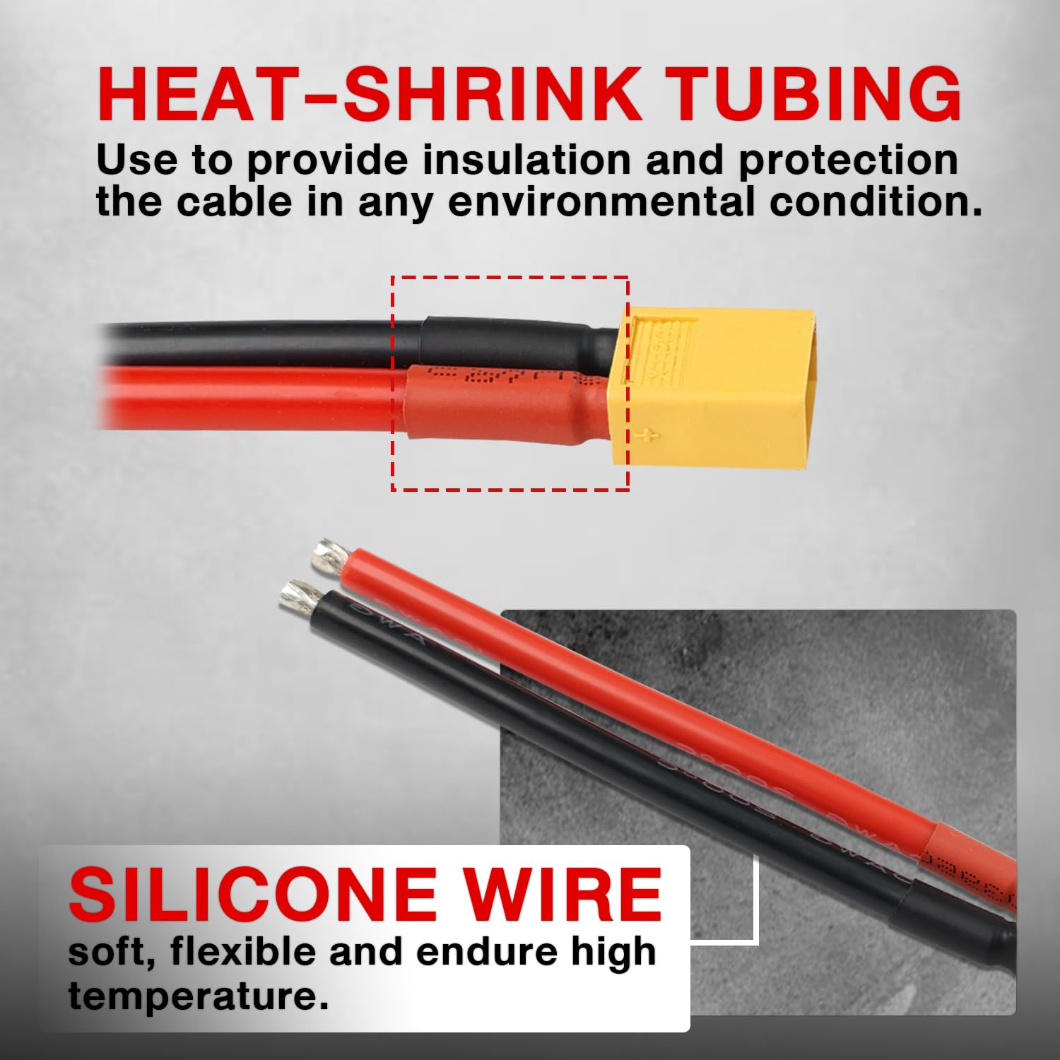 3 Pairs TMH XT60 Connectors with 50mm 14AWG Silicone Wire - Male & Female Plug for RC LiPo Battery, FPV Drones, Cars, and Boats - Perfect for DIY Electronics and Power Connections