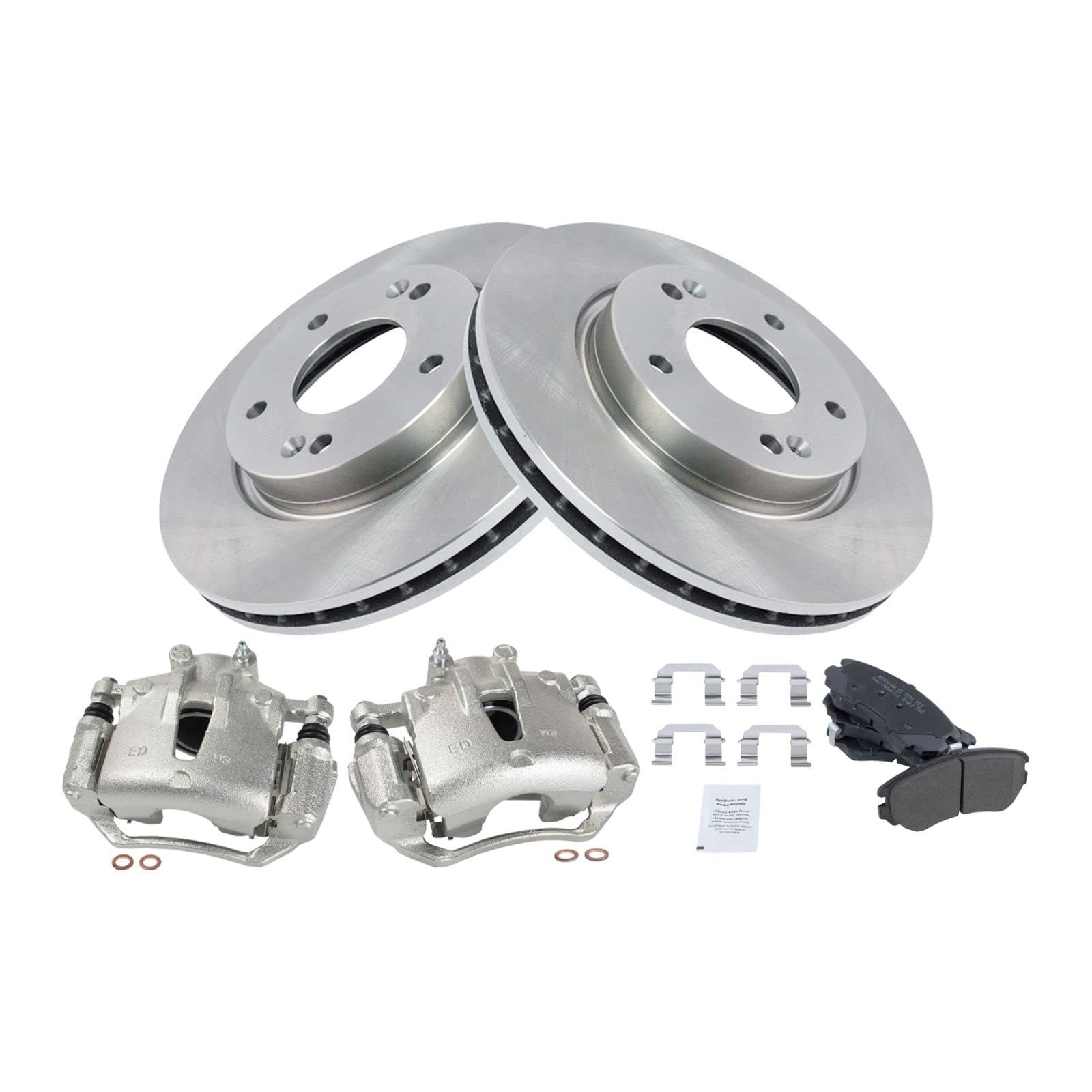 2009-2010 Hyundai Elantra Front Brake Calipers, Pads & Rotors Kit - Premium Quality Replacement Brake Parts for Smooth Stopping Power | Perfect for City Driving, Highway Commuting & Daily Use