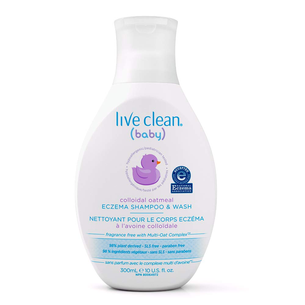 Live Clean Baby Colloidal Oatmeal Eczema Shampoo & Wash - 300 mL | Gentle Baby Bath for Sensitive Skin & Eczema Relief | Perfect for Newborns & Toddlers During Bath Time