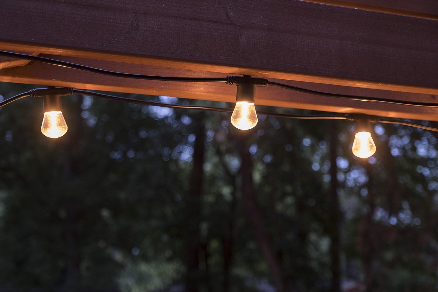Enbrighten 48ft LED Bistro String Lights with 24 Blow Molded Bulbs - Polarized Indoor/Outdoor Cafe Lights + UltraPro Digital Timer - Perfect for Patio, Garden, Wedding & Backyard Decor
