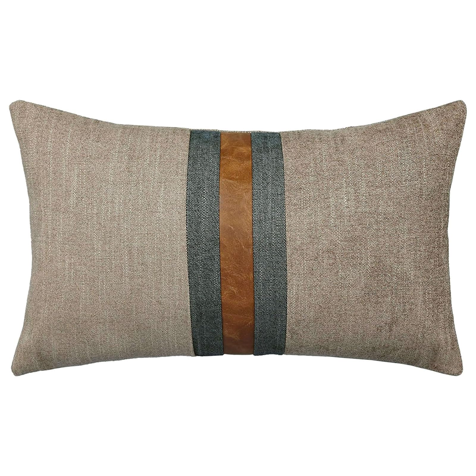 BOYSUM 12x20 Inch Faux Leather Throw Pillow Covers - Farmhouse Decorative Accent Pillows for Couch, Sofa & Bed - Coffee Brown Modern Home Decor - Perfect for Living Room, Porch & Outdoor Furniture