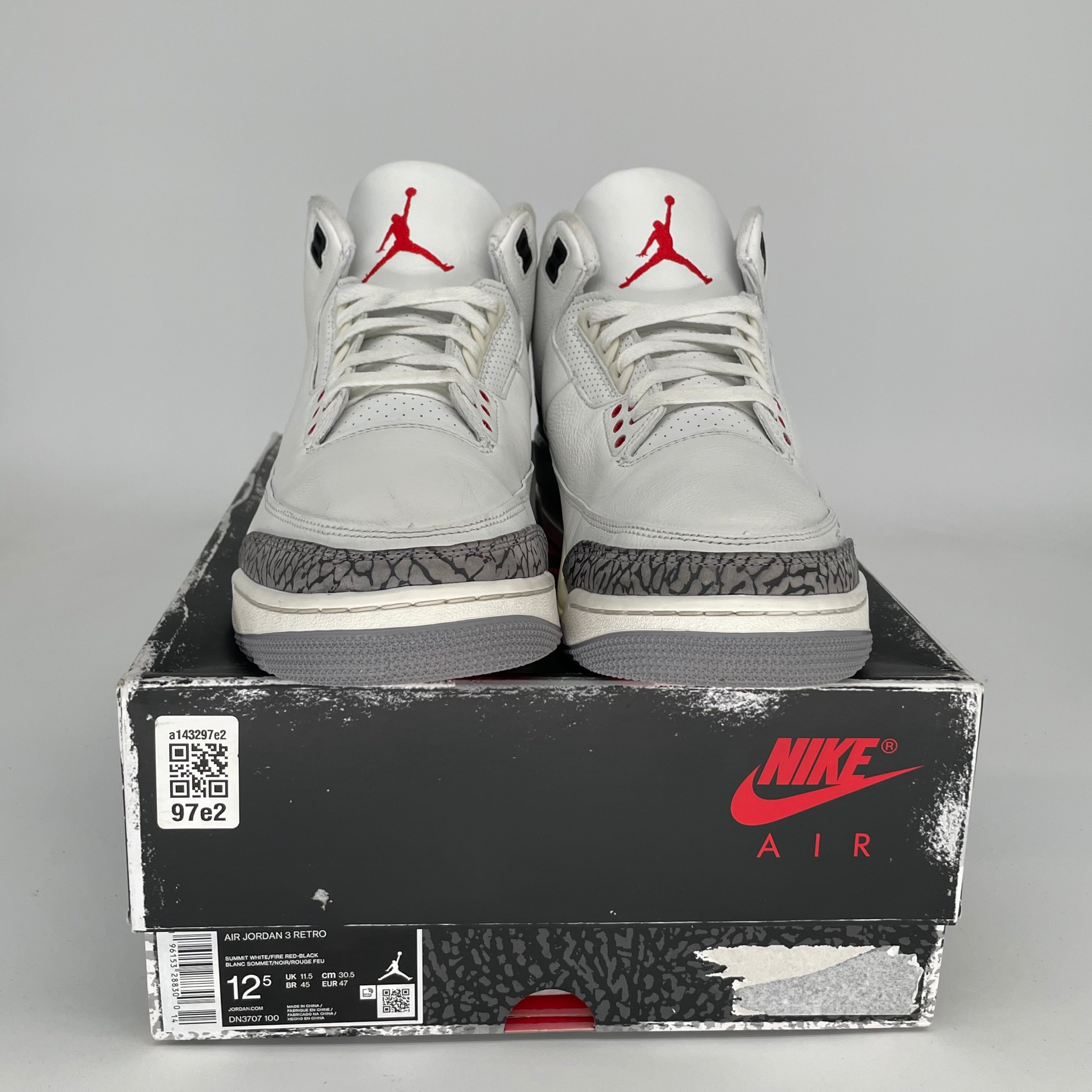 Original Air Jordan 3 White Cement Reimagined - Men's Size 12.5 (DN3707-100) - Authentic Retro Basketball Shoes for Sneaker Collectors & Streetwear Fashion