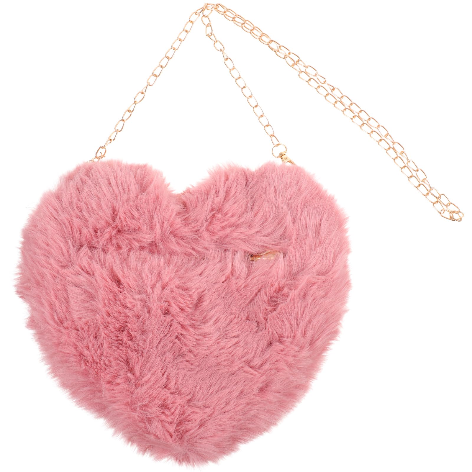 LEUNG Furry Heart-Shaped Purse for Women & Girls - Soft Fluffy Faux Fur Small Shoulder Bag & Clutch - Perfect for Parties, Dating, and Everyday Use