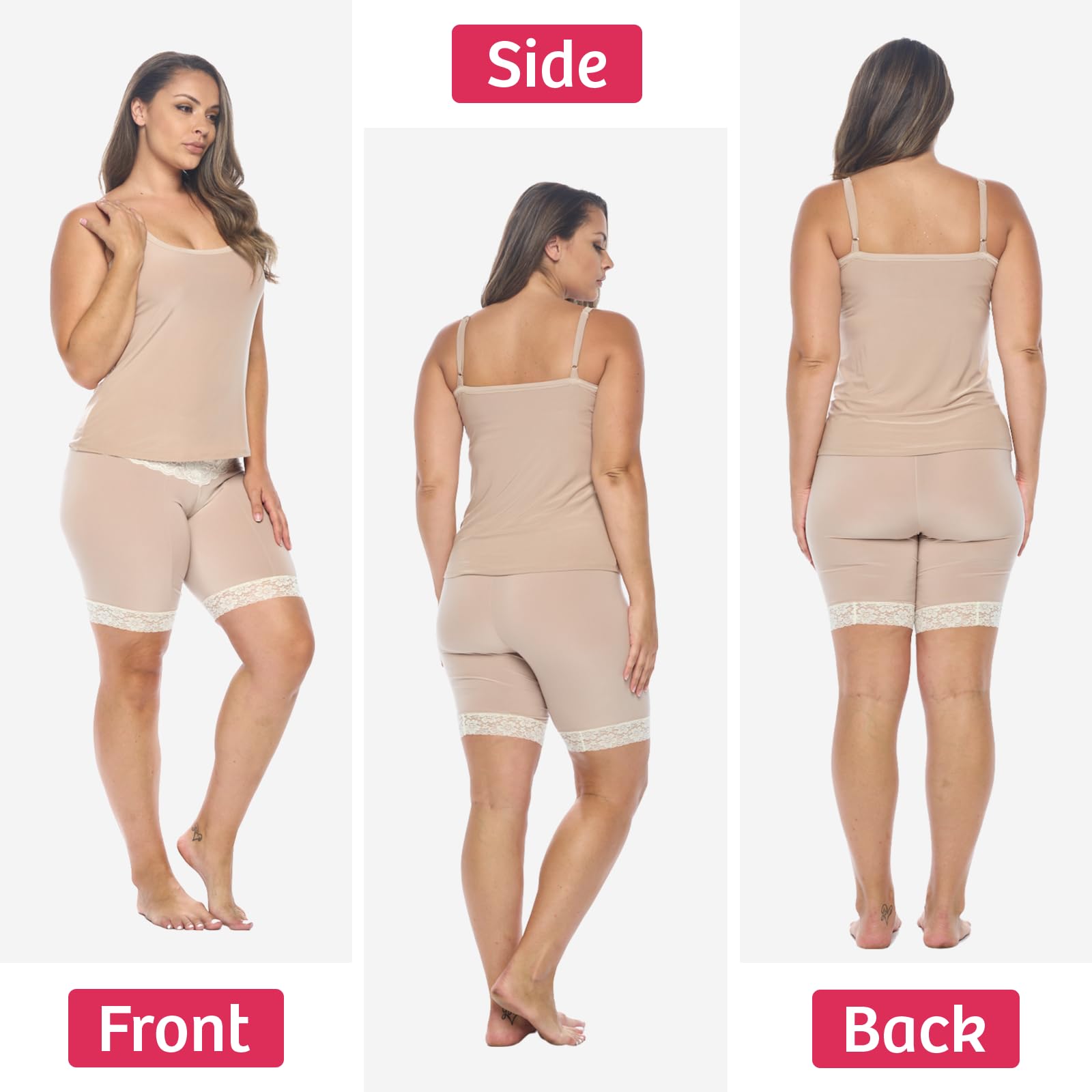 Undersummers Women's Lace Slip Shorts - 9” Inseam Anti-Chafing Shorts for Under Dresses | Comfortable Lingerie for Summer, Weddings & Everyday Wear