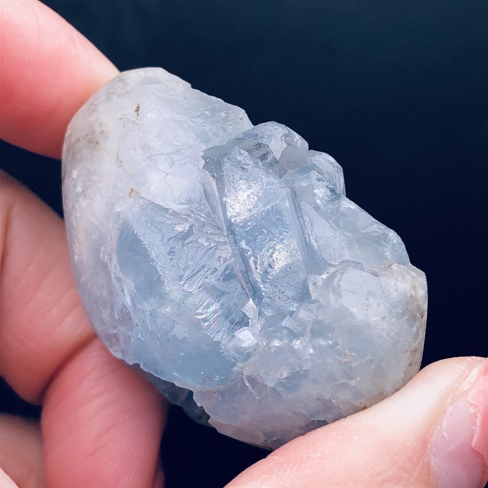 INAIVU Madagascar Natural Celestite Druzy Crystal Specimen - Sky Blue Geode (30-200g) for Home Decor, Meditation & Healing | Perfect for Crystal Collections, Office Desk & Gift Giving