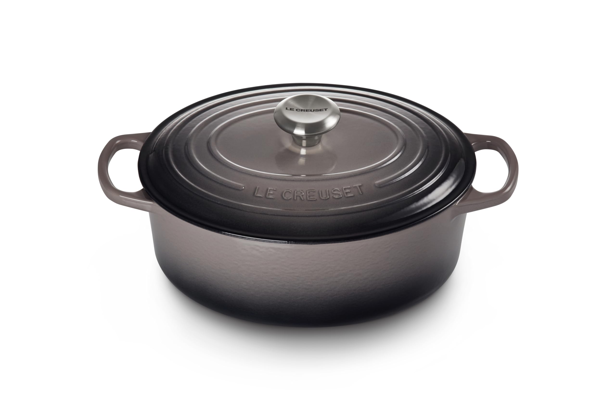 Le Creuset Signature Enameled Cast Iron Oval Dutch Oven 5 Quart - Oyster Color for Braising, Roasting & Baking - Perfect for Soups, Stews & Family Dinners