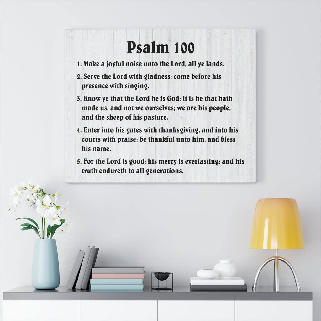 Christian Bible Verse Canvas Art - Psalm 100 Praise God Cheerfully Scripture Wall Decor | Perfect for Home, Church & Office Inspirational Gifts
