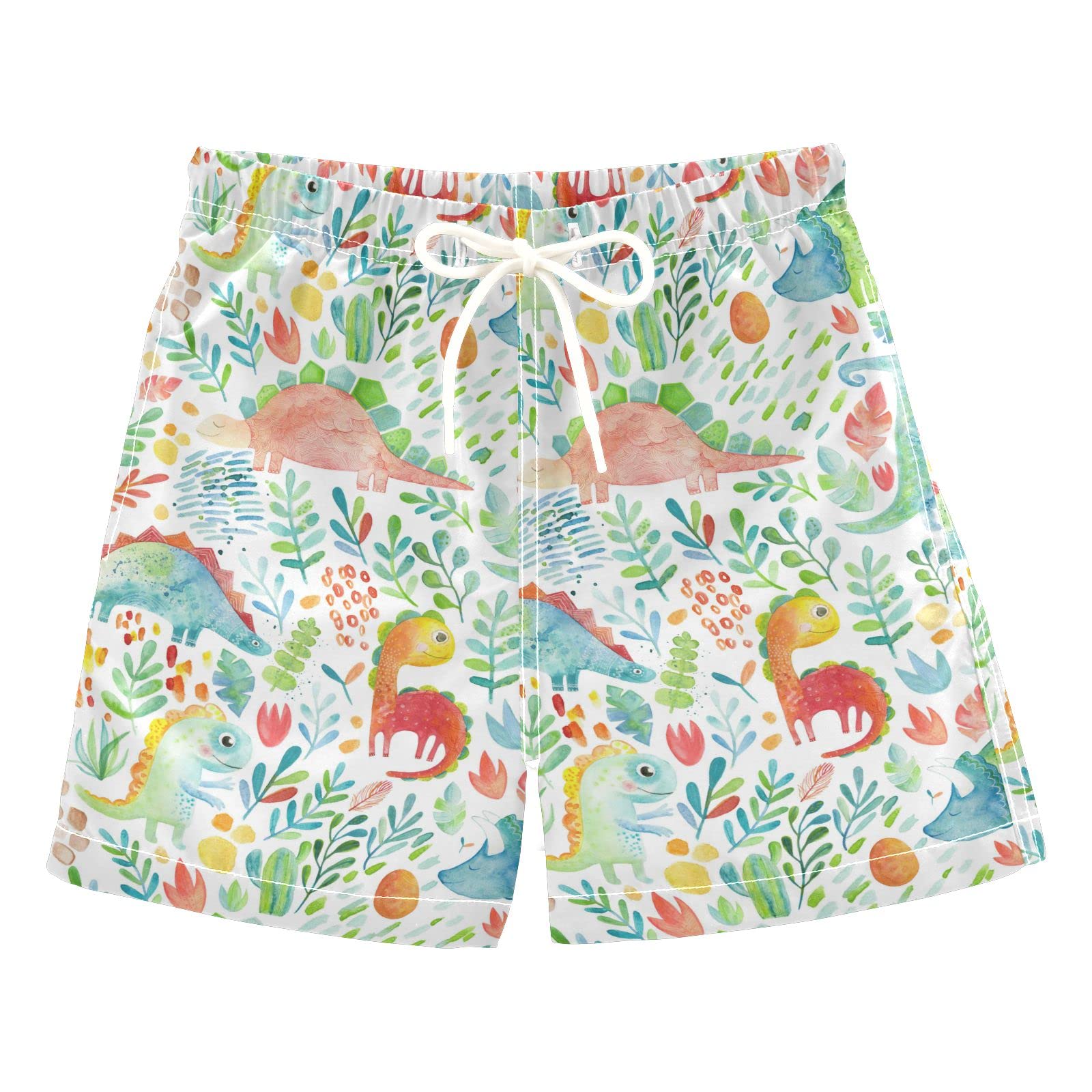 **Dinosaur Floral Boys Swim Trunks - Toddler & Kids Bathing Suits (2T-12) for Beach, Pool & Summer Fun**