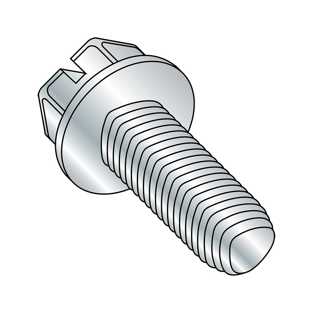 Small Parts 1410RSW Zinc Plated Steel Thread Rolling Screw, Hex Washer Head, Slotted Drive, 1/4