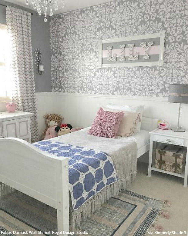 Grand Fabric Damask Wall Stencil - Reusable DIY Painting Template for Home Decor, Accent Walls & Furniture | Perfect for Bedroom, Living Room & Nursery Makeovers