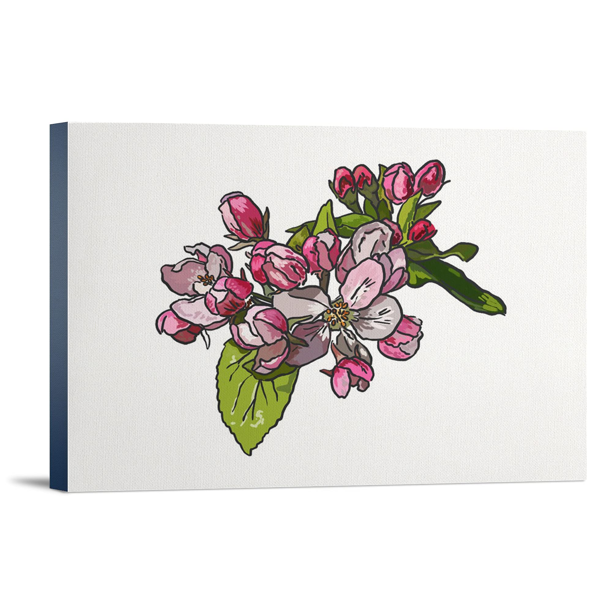 Apple Blossom Flower Wall Art - 36x24 Inch Gallery Wrapped Canvas Painting - Perfect for Living Room, Bedroom & Office Decor
