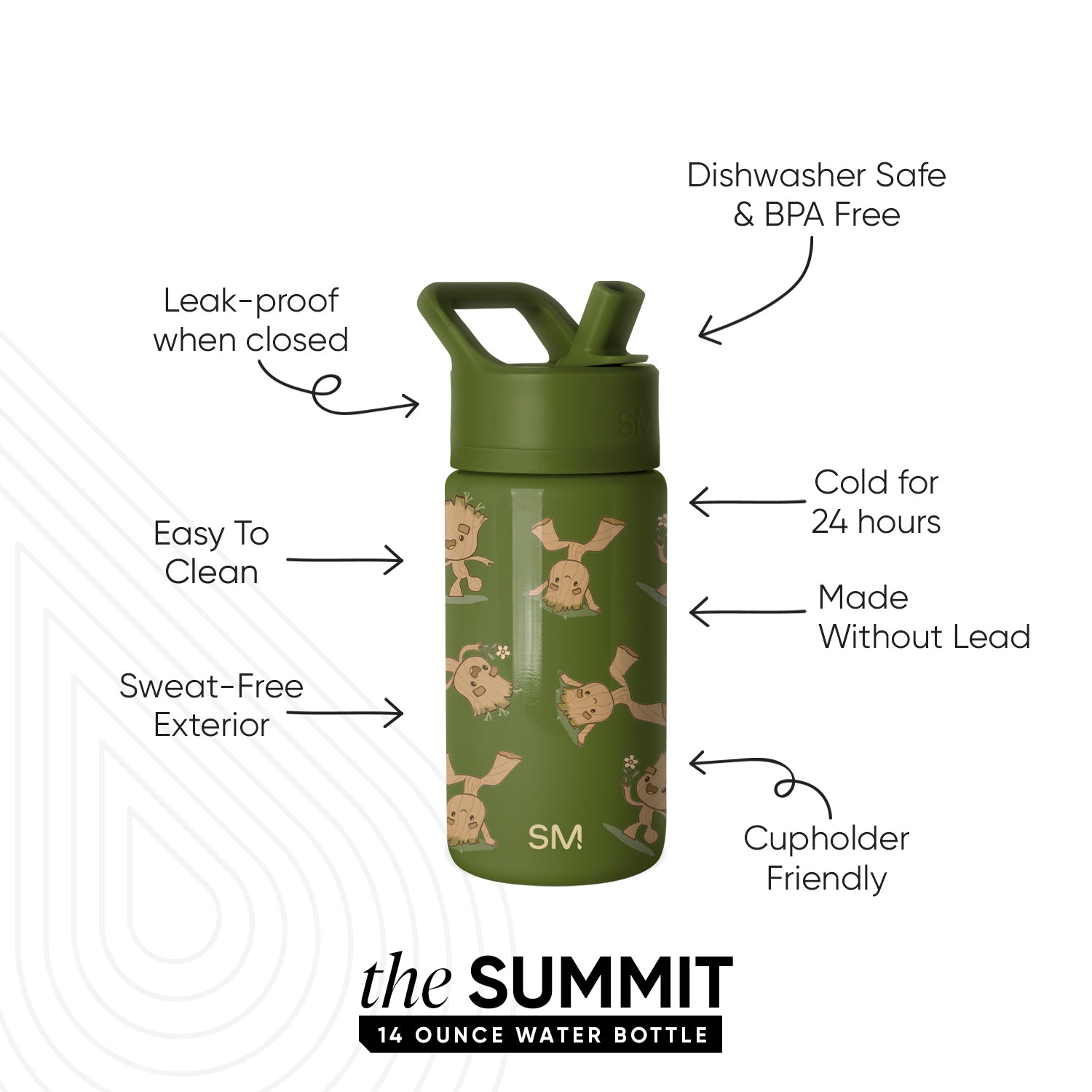 Summit Kids Water Bottle with Straw Lid - Leak Proof, BPA Free, 12oz Insulated Stainless Steel Bottle for School, Sports & Outdoor Activities