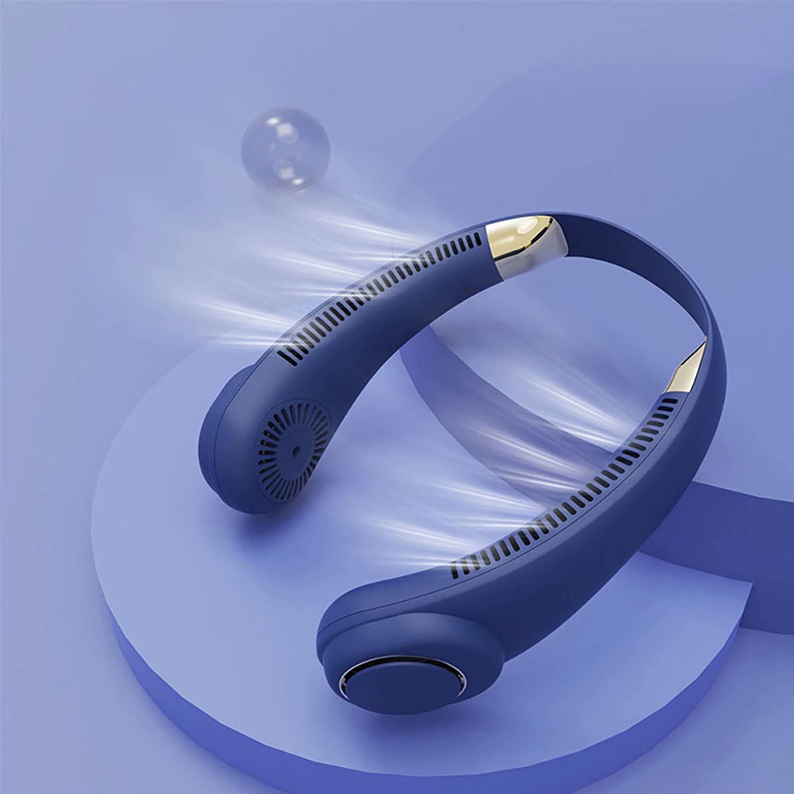 Portable Neck Fan with Rechargeable Battery - 360° Cooling Bladeless Personal Fan, Lightweight Hands-Free Design, 3 Speed Settings - Perfect for Outdoor Activities, Travel, Office & Home Use