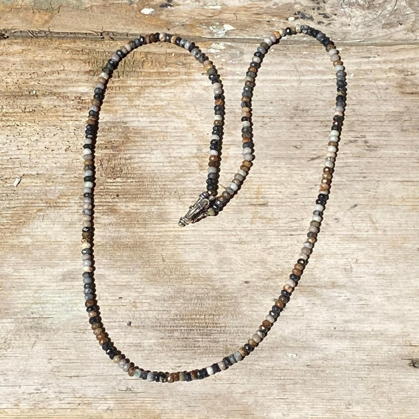 Tiny Faceted Gemstone Beaded Necklace Sterling Silver - Elegant Handmade Jewelry for Women, Perfect for Weddings, Parties & Everyday Wear