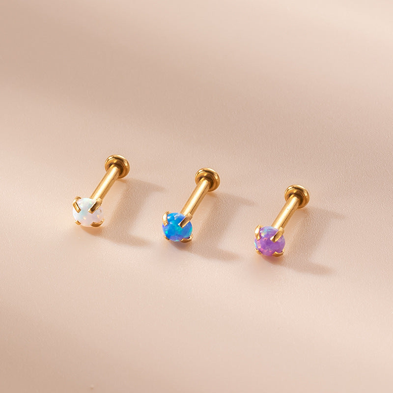 16G AB Zircon Flat Back Cartilage Earrings for Helix, Tragus & Conch Piercing | Hypoallergenic Surgical Steel Body Jewelry | Perfect for Everyday Wear & Special Occasions