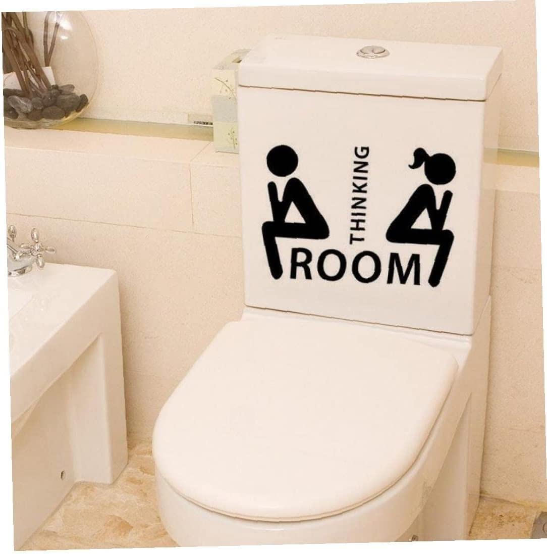 Funny Toilet Decals Wall Stickers - Removable Bathroom Sign for Ladies & Gents - Thinking Room WC Mural Decor - Perfect for Home, Office & Restaurant Bathrooms