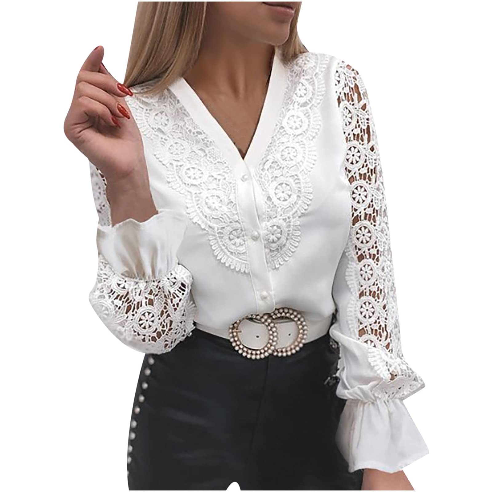 Women's Summer Fashion Lace Embellished V-Neck Printed Casual Camisole Tops & Blouses - Trendy 2022 Floral Shirts for Casual Wear, Beach Outings & Office Outfits