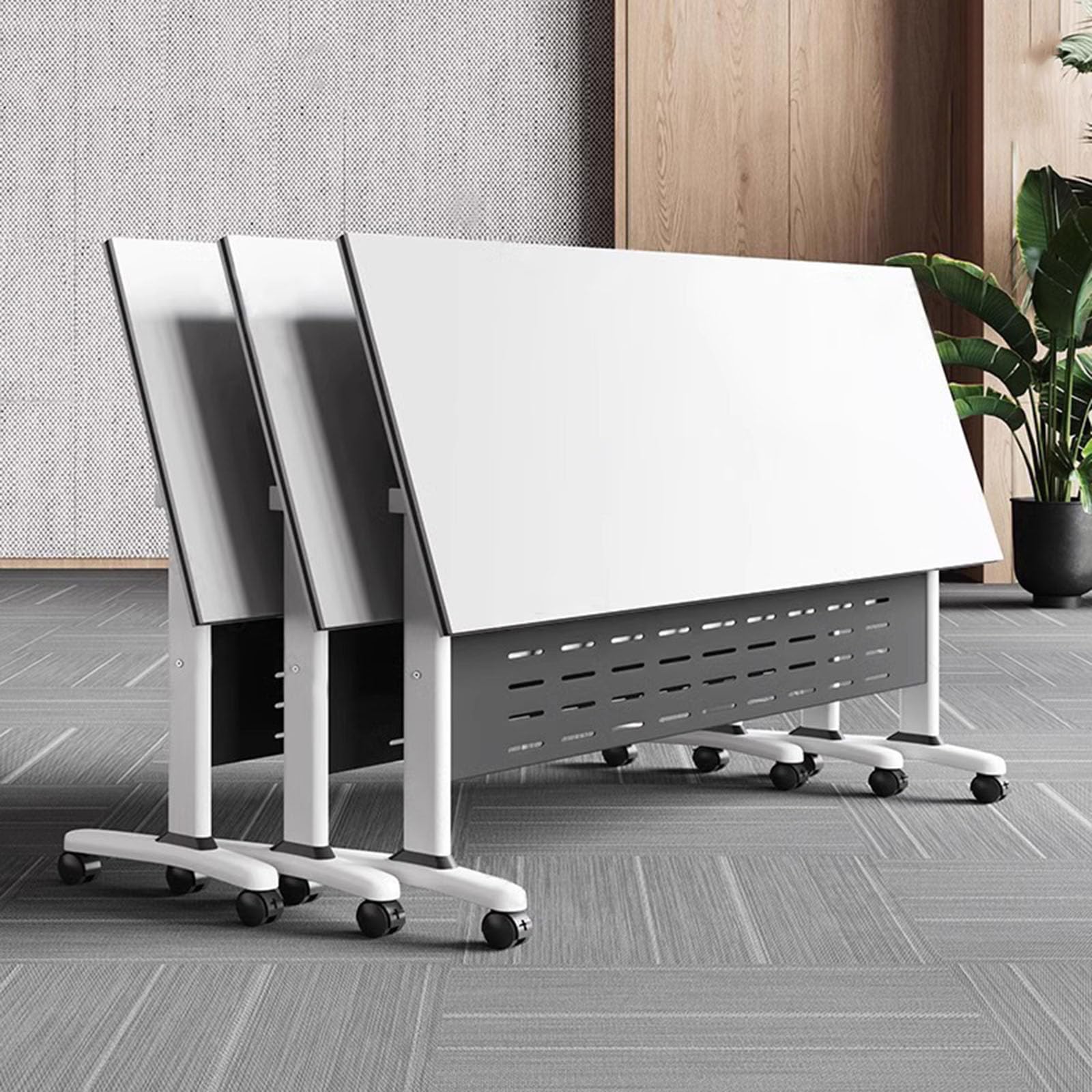 Modern Flip Top Mobile Training Table - Foldable Conference & Meeting Table with Silent Wheels for Office, Training Rooms & Classrooms