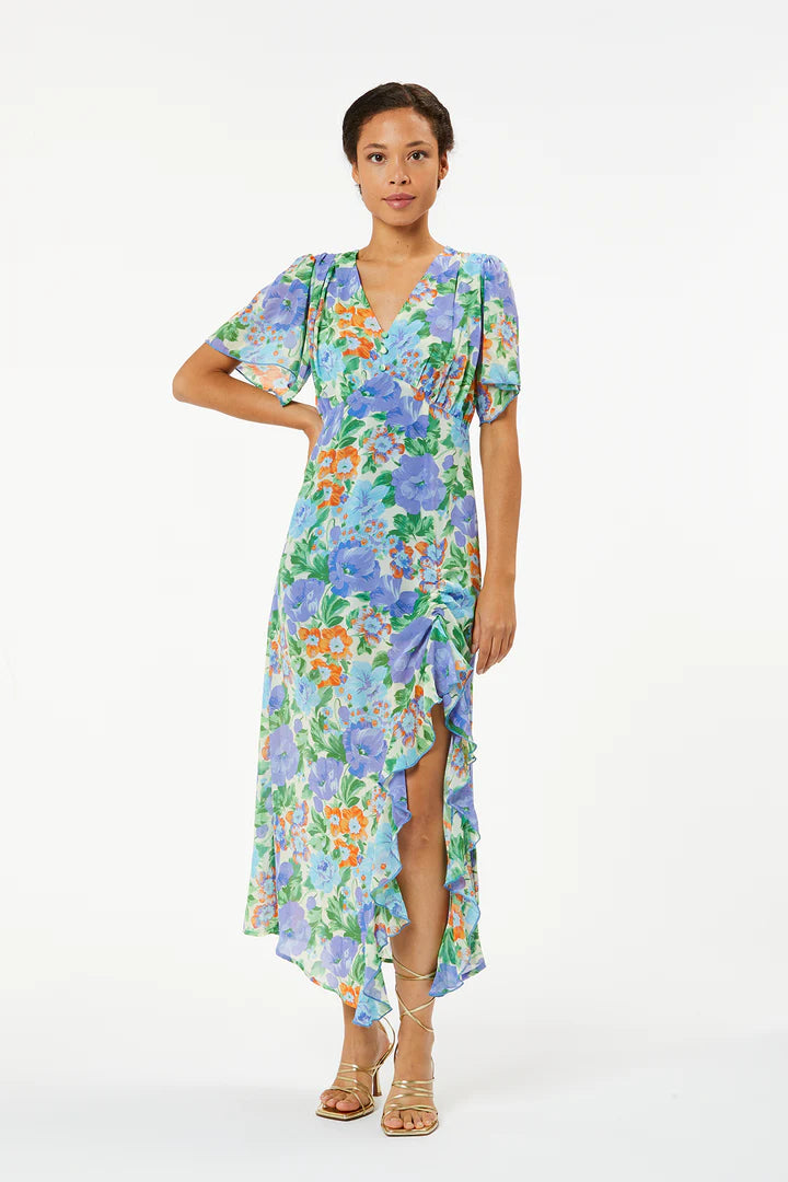 Eunice Floral Print Long Maxi Dress for Women - Elegant Purple Bohemian Style - Perfect for Beach Vacations, Summer Parties & Casual Outings