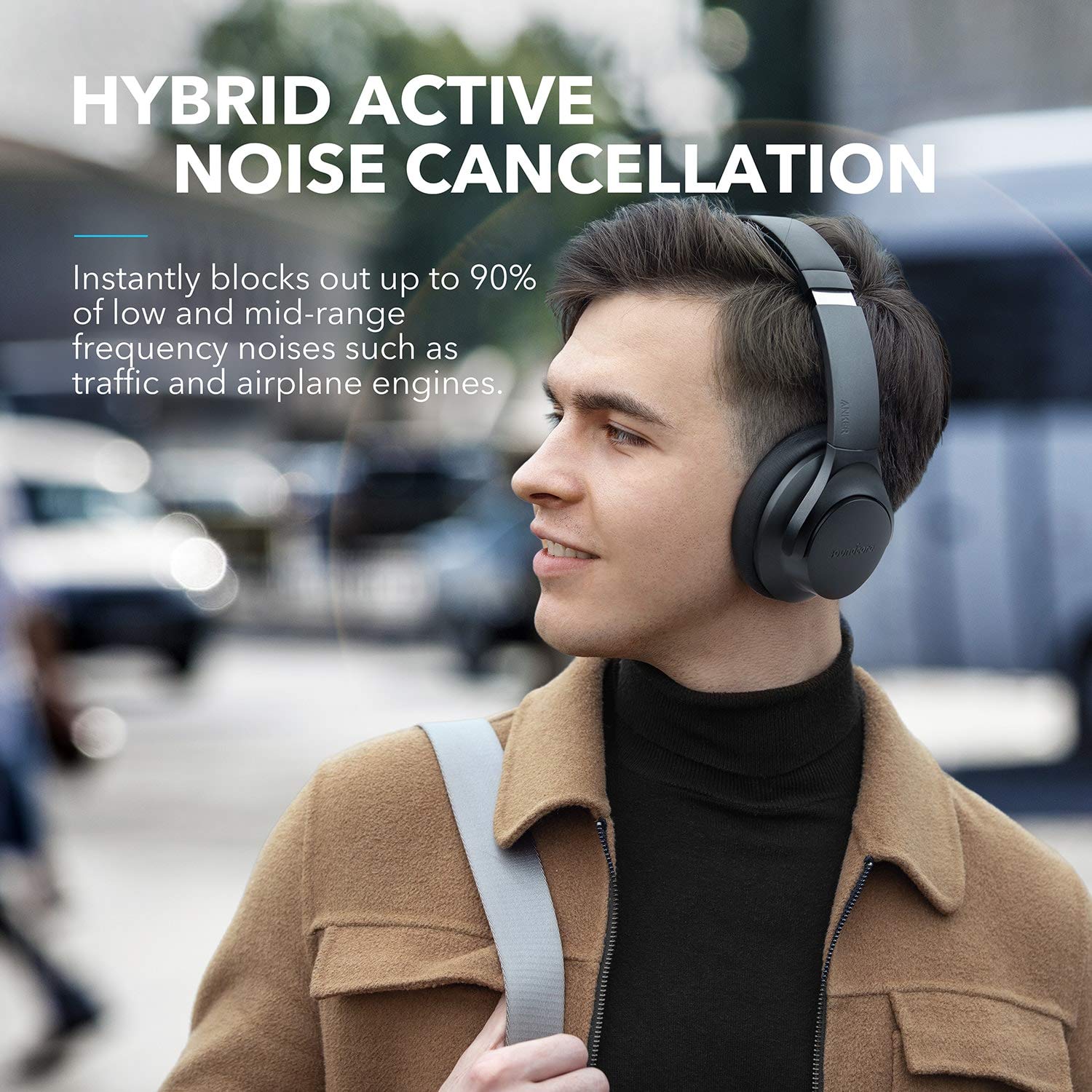 Anker Soundcore Life Q20 Hybrid Active Noise Cancelling Wireless Bluetooth Headphones - 40H Playtime, Hi-Res Audio, Deep Bass, Memory Foam Ear Cups - Perfect for Travel, Work, Commuting & Home Office Use