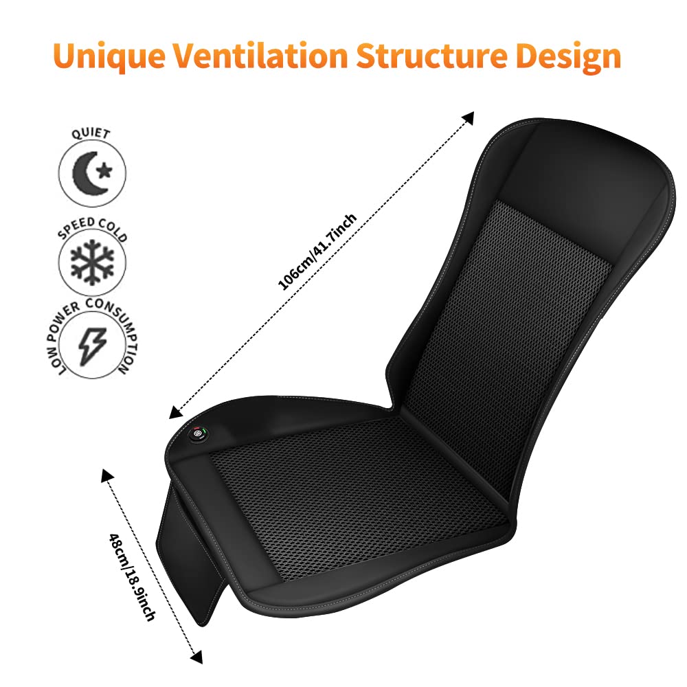 Cooling Car Seat Cushion with 10 Fans & 3-Temperature Settings - 12V Ventilated Seat Cover Cools in 15 Seconds - Breathable Mesh with Storage Pockets for Summer Driving Comfort - Perfect for Road Trips, Commuting & Hot Weather