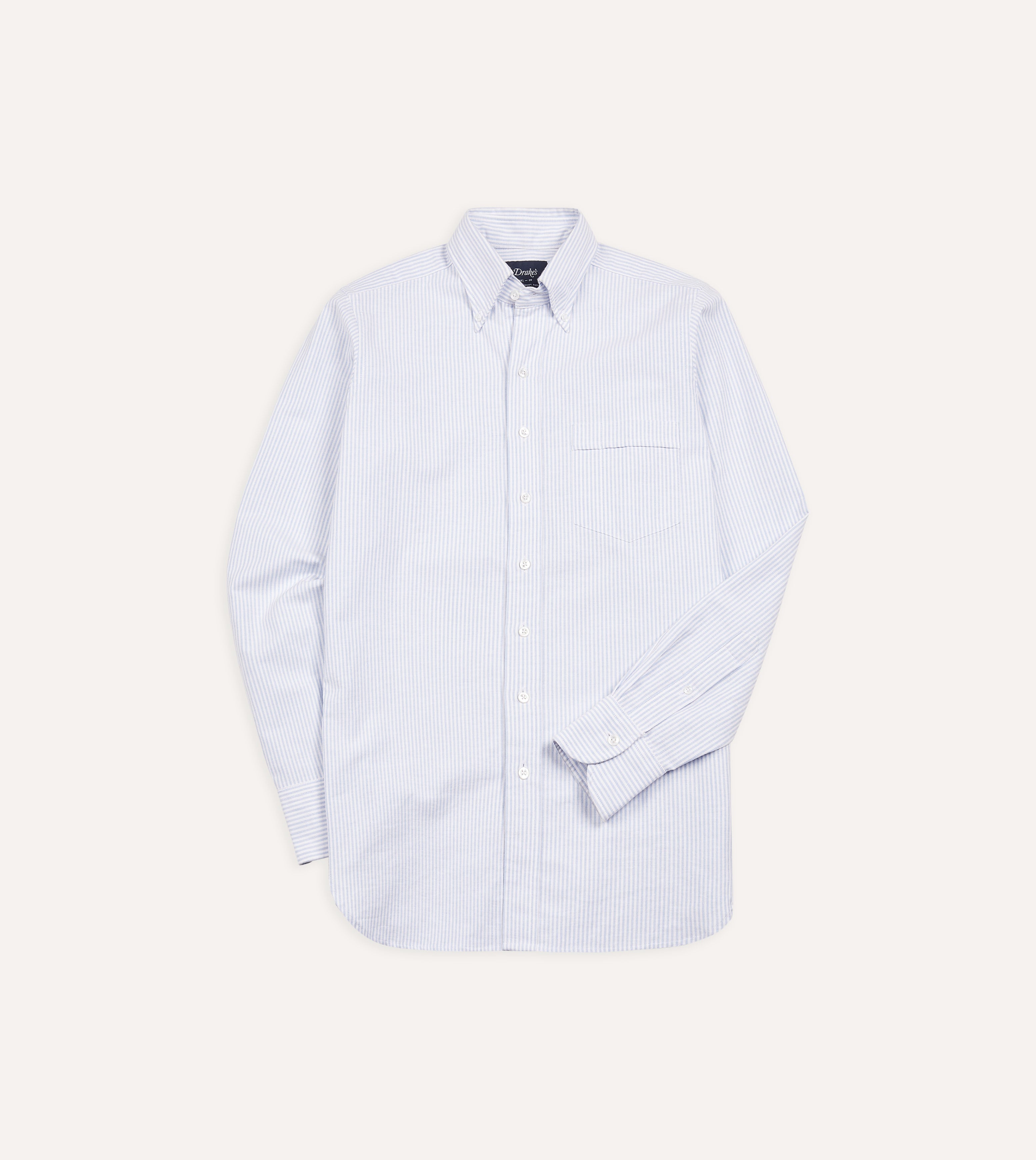 Light Blue Ticking Stripe Cotton Oxford Button Down Shirt for Men - Casual & Business Wear | Perfect for Office, Date Night & Outdoor Activities