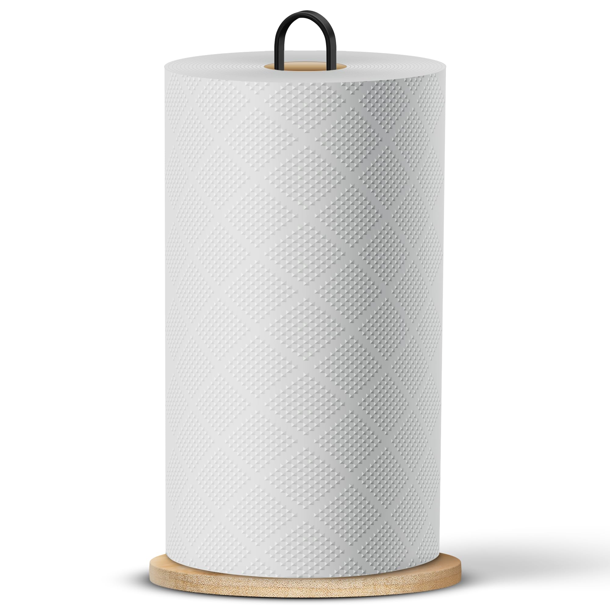 Premium Wooden Paper Towel Holder with Non-Slip Base - Modern Minimalist Countertop Dispenser for Kitchen, Home & Office - Black Bamboo Stand by Bambüsi - Perfect for Easy Access & Stylish Organization