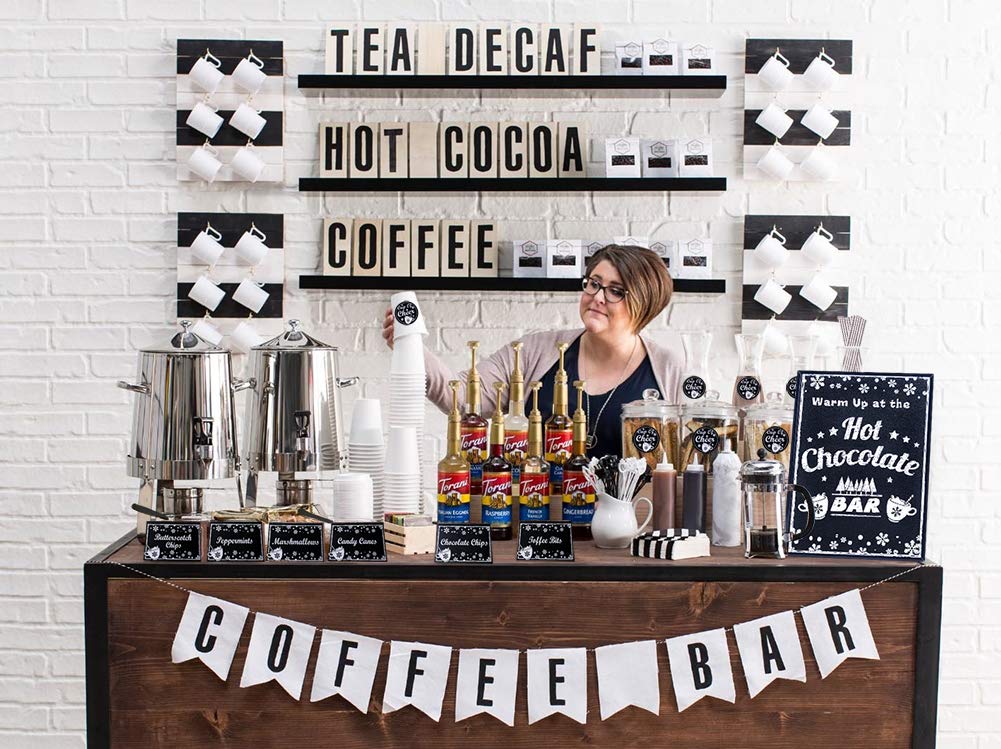 Luxury Hot Chocolate Bar Kit - Custom Sign Labels, Table Cards, Spoons & Straws for Christmas, New Year & Holiday Parties - Perfect for Home, Office & Event Decorations