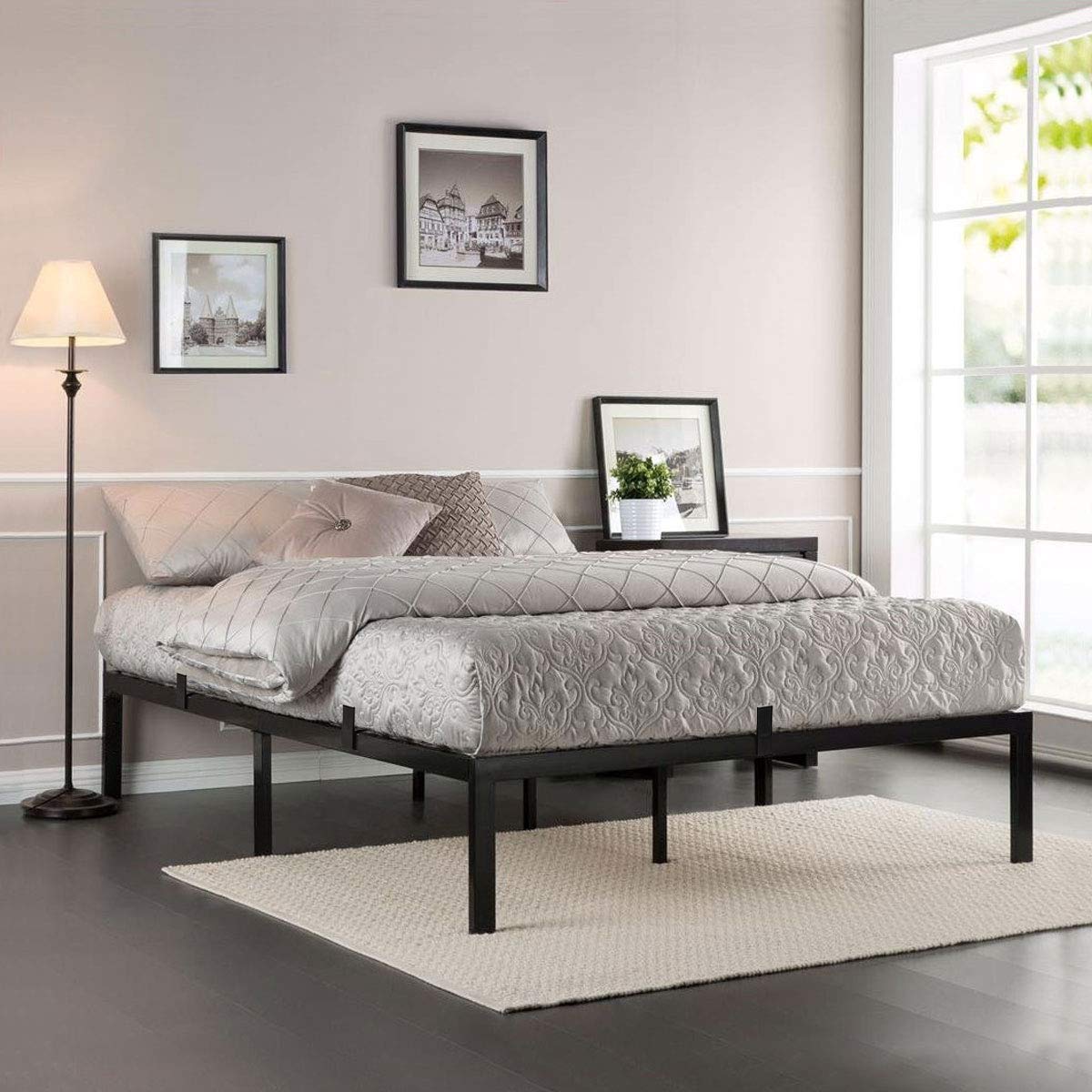 JAXPETY 14 Inch Heavy Duty Metal Platform Bed Frame - Queen Size Mattress Foundation with Under-Bed Storage Space | No Box Spring Needed | Easy Assembly | Perfect for Small Bedrooms, Guest Rooms & Dormitories