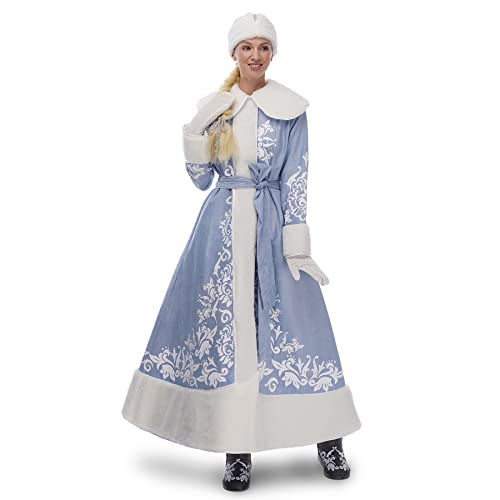 Premium Mrs. Claus Christmas Costume Set for Women - Blue Velvet Dress with Hat & Accessories (Size M-L) | Holiday Party, Cosplay, Christmas Pageant & Festive Family Gatherings