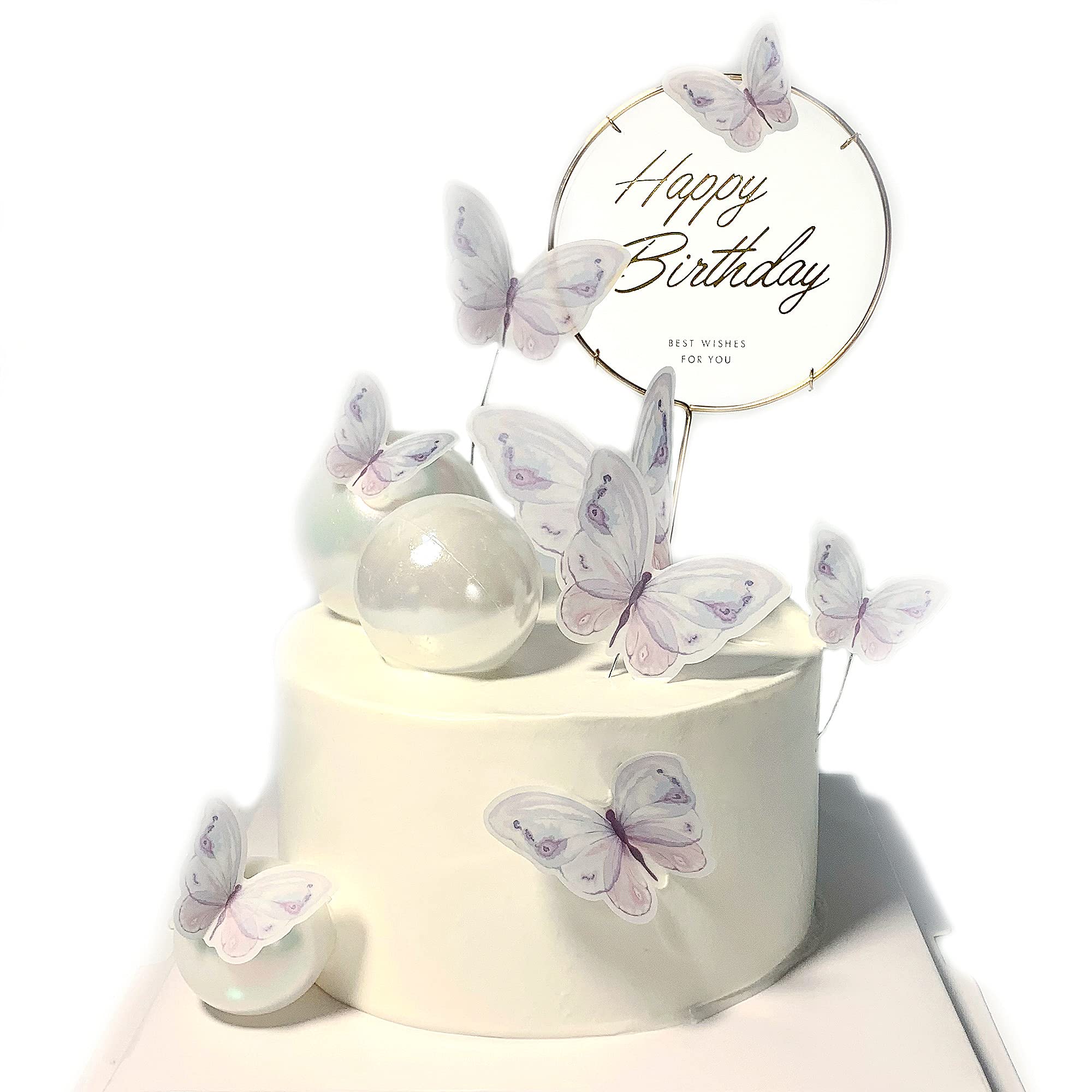 11-Piece Gold Butterfly Cake Toppers Set - Happy Birthday Cake Decorations for Women, Men, Kids - Perfect for Birthday Parties, Baby Showers, Weddings & Special Celebrations