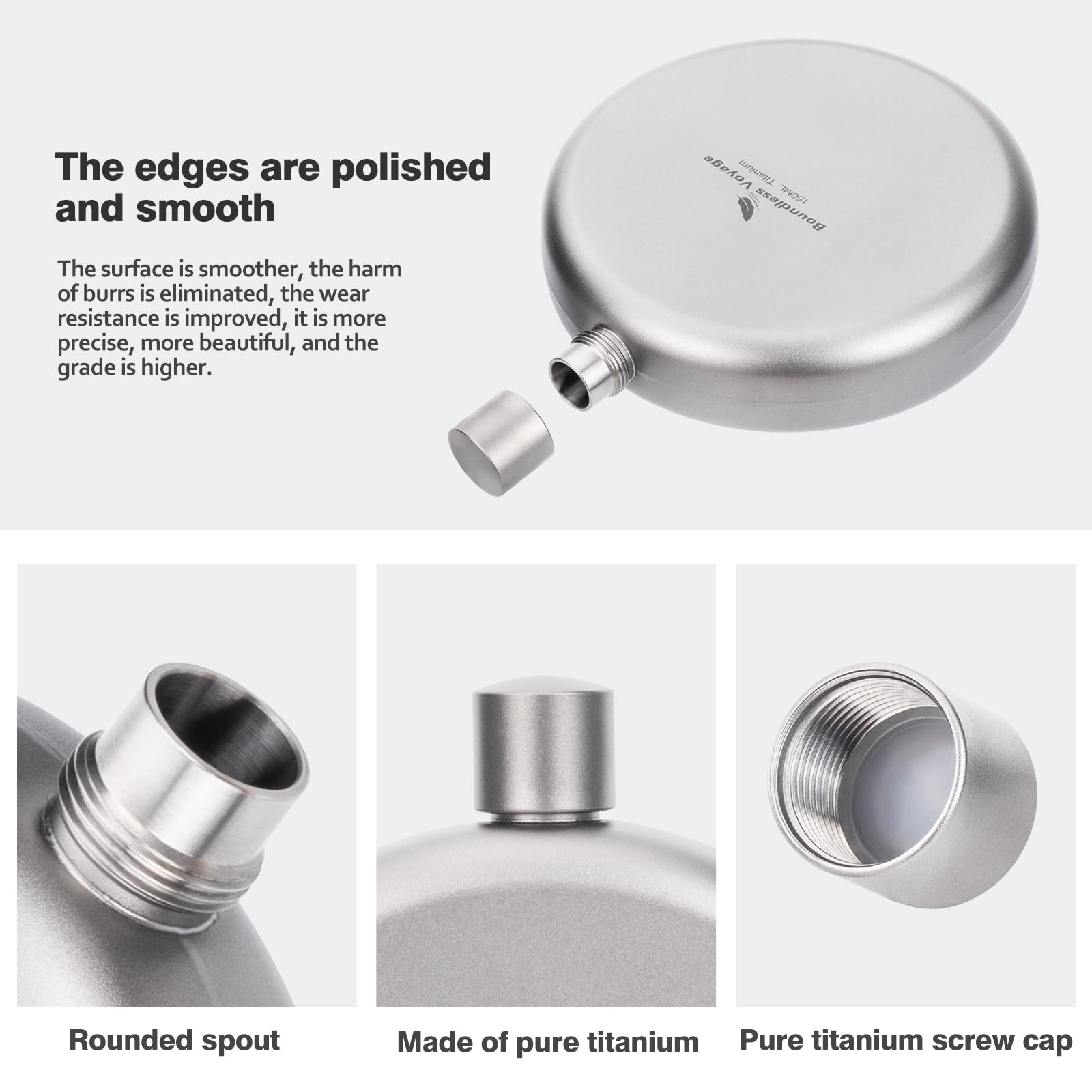 Titanium Ultralight Hip Flask - Portable Wine & Whiskey Bottle with Funnel - Camping, Hiking, Picnic & Outdoor Drinking Accessories - Perfect for Travel, Parties & Gifts