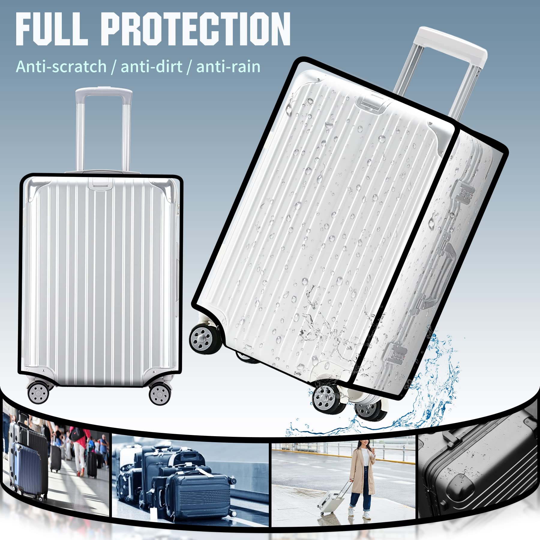 FF1 PVC Luggage Protector Cover - Dust Proof Travel Suitcase Protector for 30