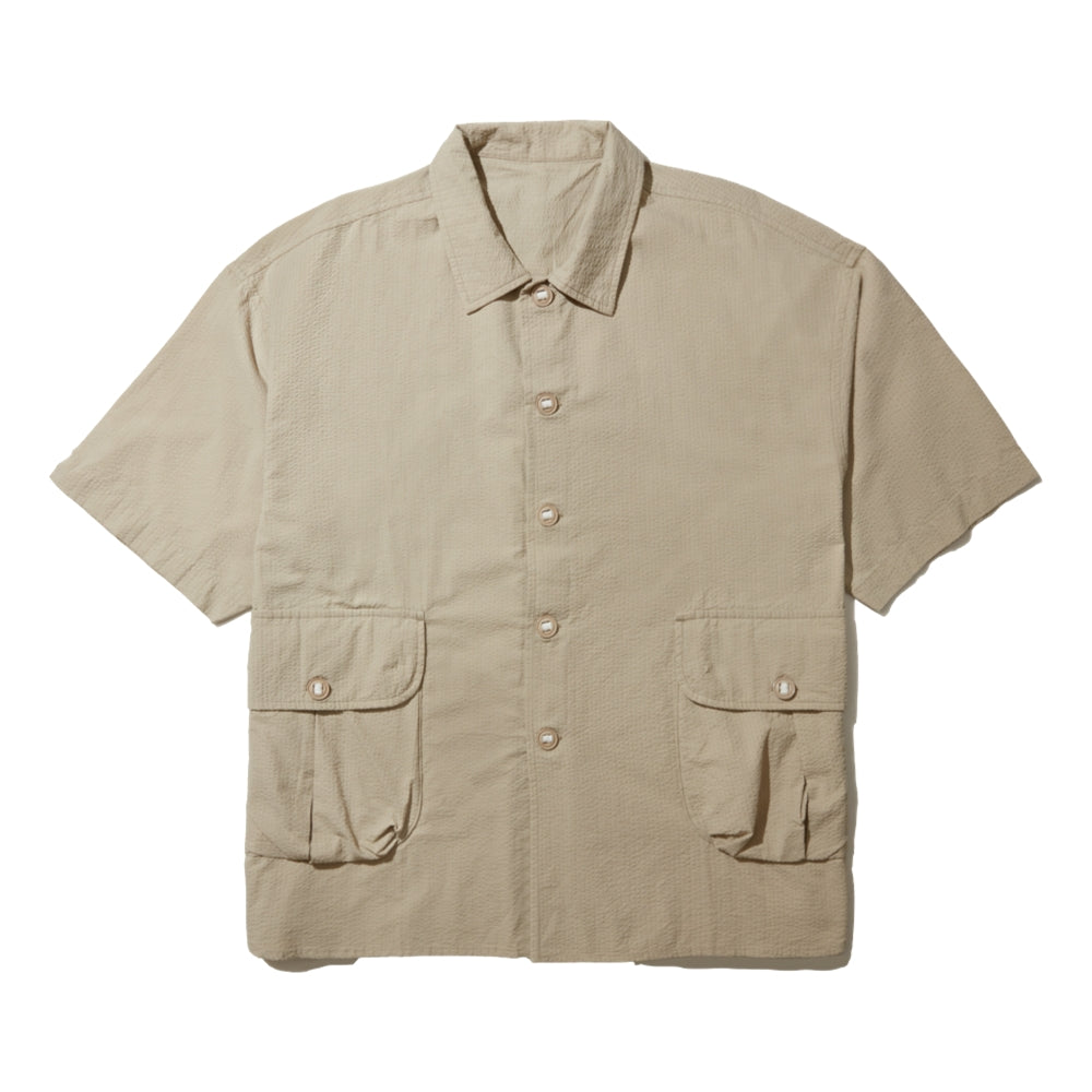 Open Dialogue Short Sleeve Shirt in Khaki - Casual Button Down Shirt for Men, Perfect for Office, Travel & Outdoor Activities
