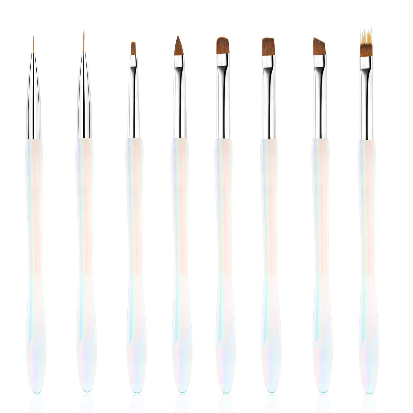 BQAN Professional 8pcs Nail Art Brushes Set - Ombre, Gel, Liner & Builder Brushes for Salon & DIY Manicure at Home | Perfect for Nail Art Design, French Tips & Acrylic Nails