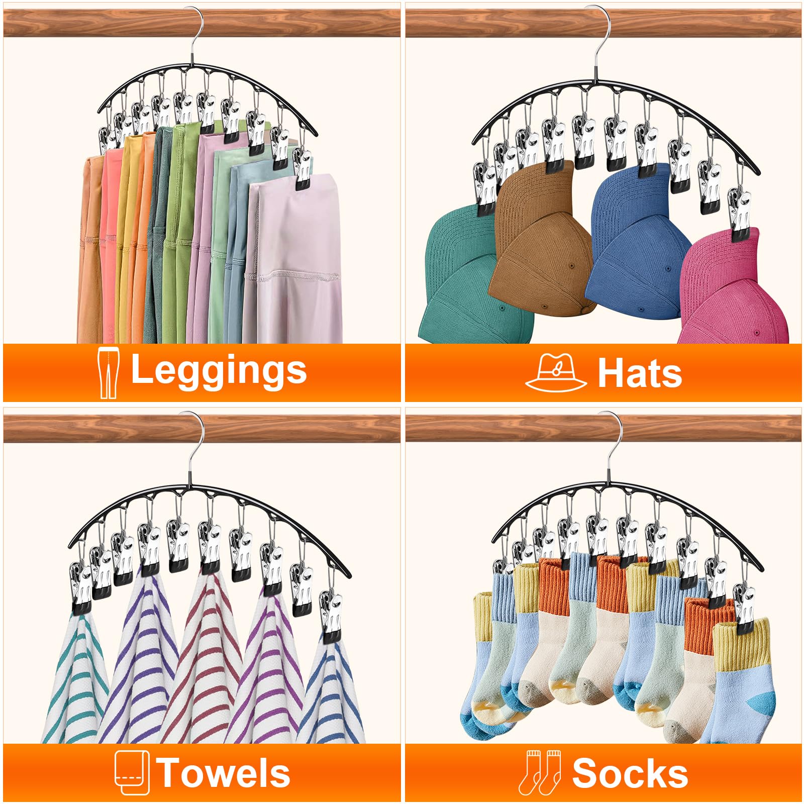 BLESSDEMI 20-Clip Space Saving Pants Hangers - 2 Pack Closet Organizers for Pants, Skirts & Legging Storage | Perfect for Closet Organization & Small Spaces