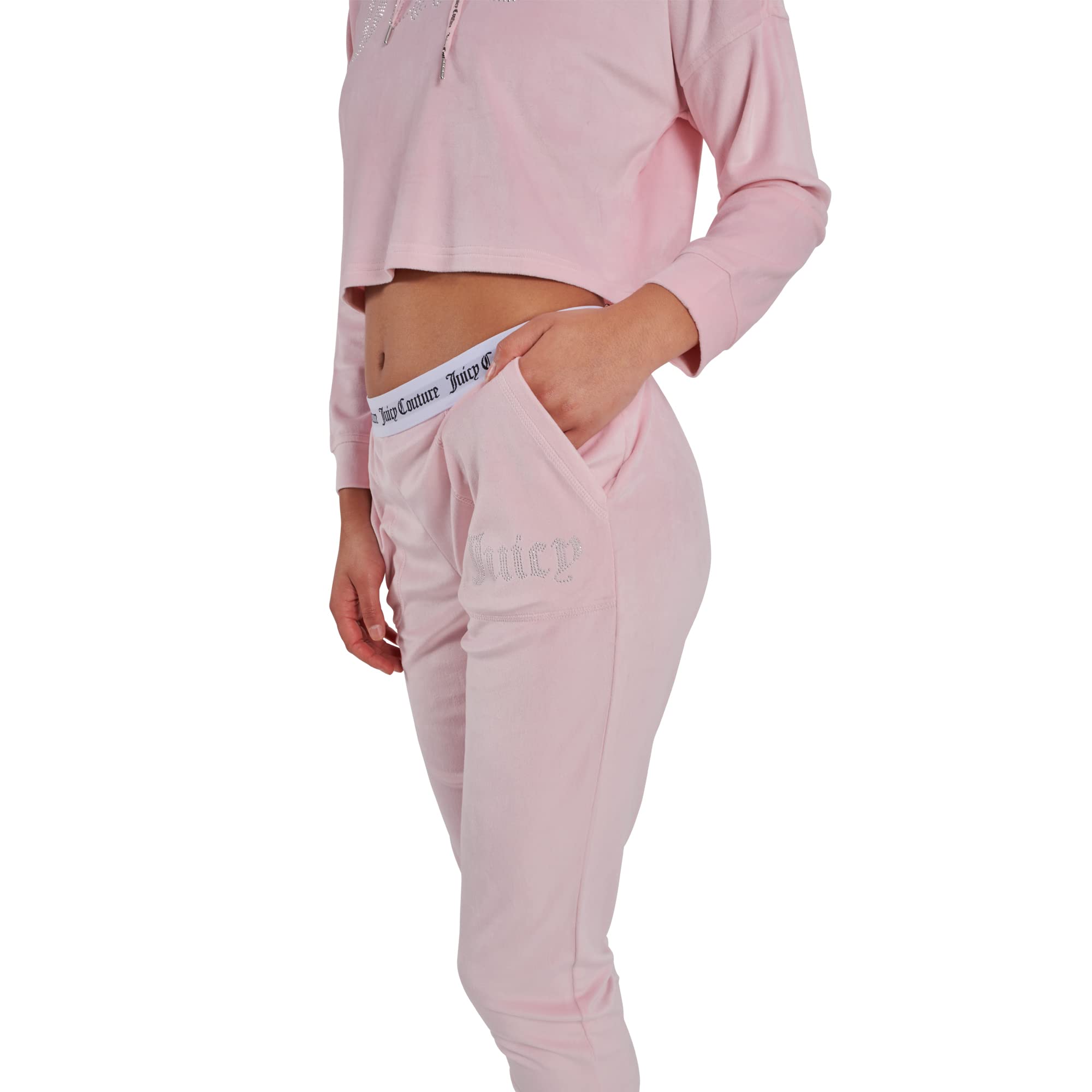 Juicy Couture Women's Two Piece Velvet Fleece Lounge & Sleep Set - Soft Loungewear for Relaxing at Home (X-Large, Lola Pink) | Cozy Pajama Set for Sleepovers, Movie Nights & Self-Care Days