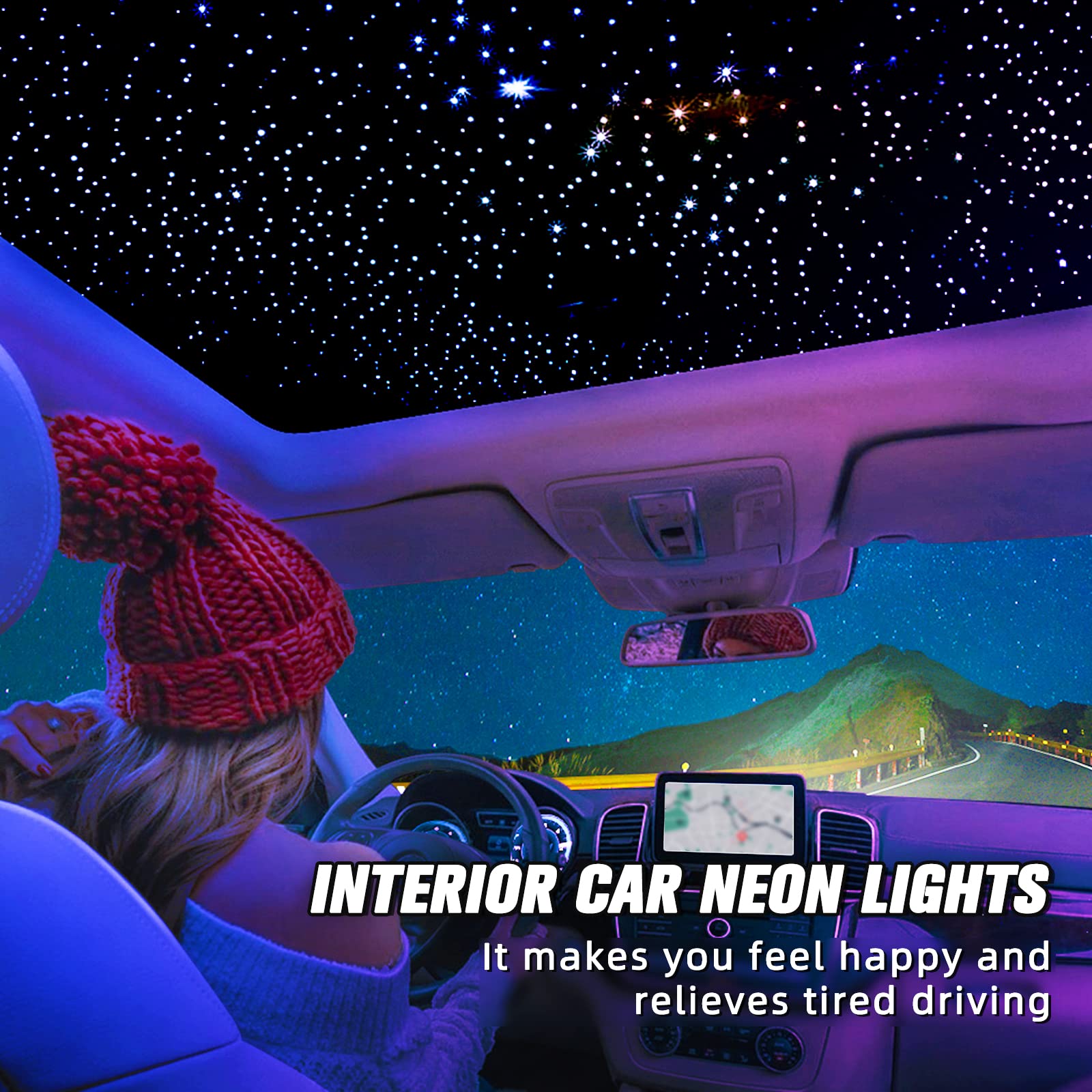 16W LED Fiber Optic Lights Kit - Bluetooth & Remote Controlled RGBW Star Ceiling Lights for Cars & Home Decor (500x0.03in Fibers, 13.1ft) - Perfect for Bedroom, Party & Romantic Ambiance