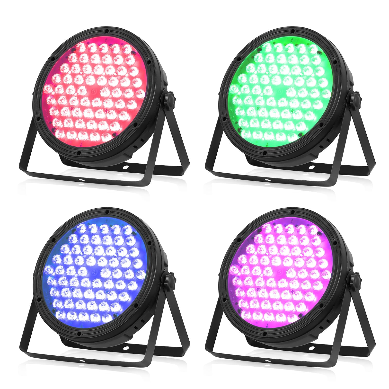 Big Dipper DJ Lights - 4 Pack RGBW DMX LED Par Lights (60 x 2W) - Lightweight Stage Lighting with Sound Activation for Events, Weddings, Churches, Bands, Theaters & Clubs | Perfect for Christmas Parties, Stage Performances & Nightclub Lighting