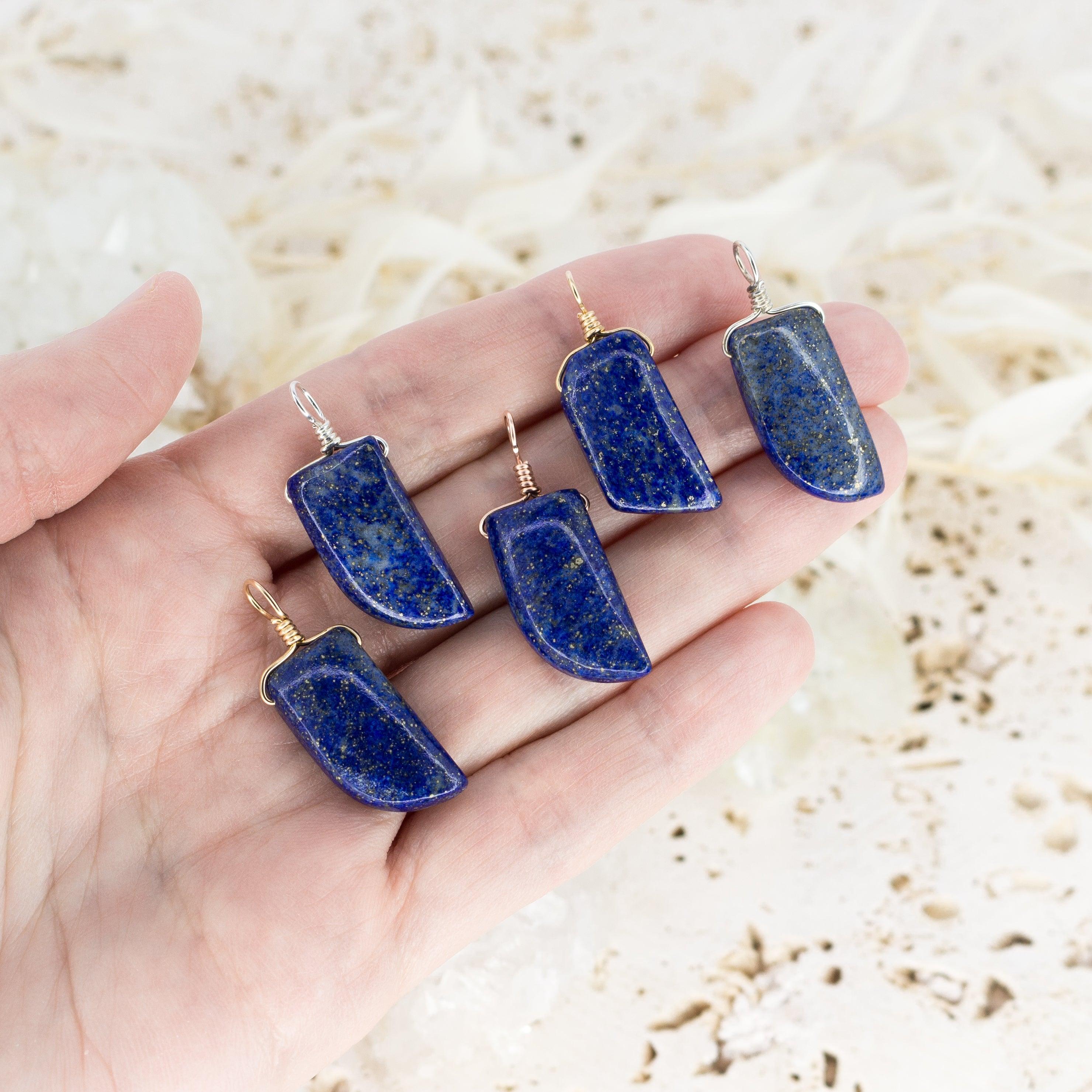 Natural Smooth Lapis Lazuli Crystal Pendant Necklace with Polished Point - Perfect for Meditation, Healing & Spiritual Jewelry Gifts